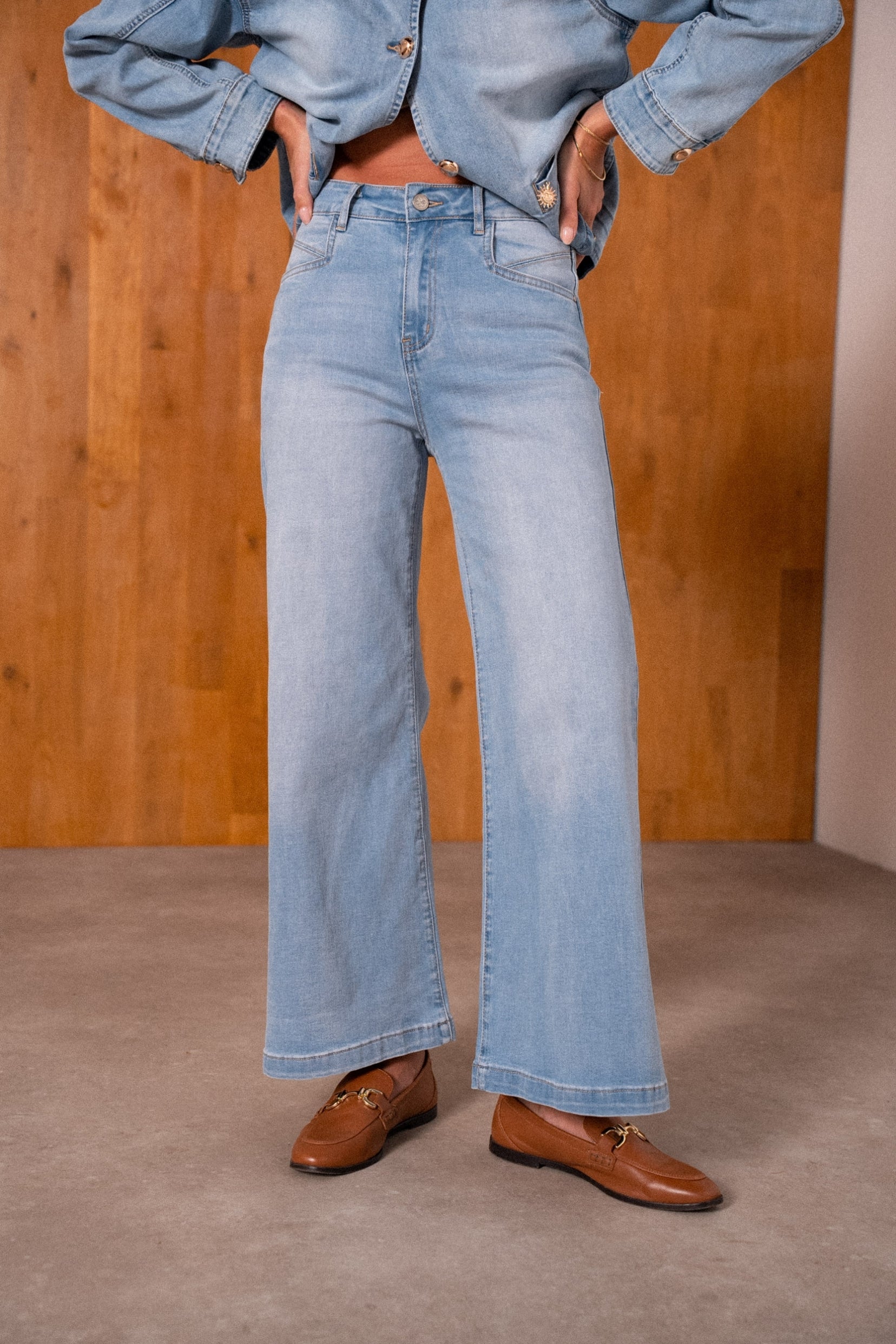 Maison Onado Oféliane jean wide leg délavé clair coton