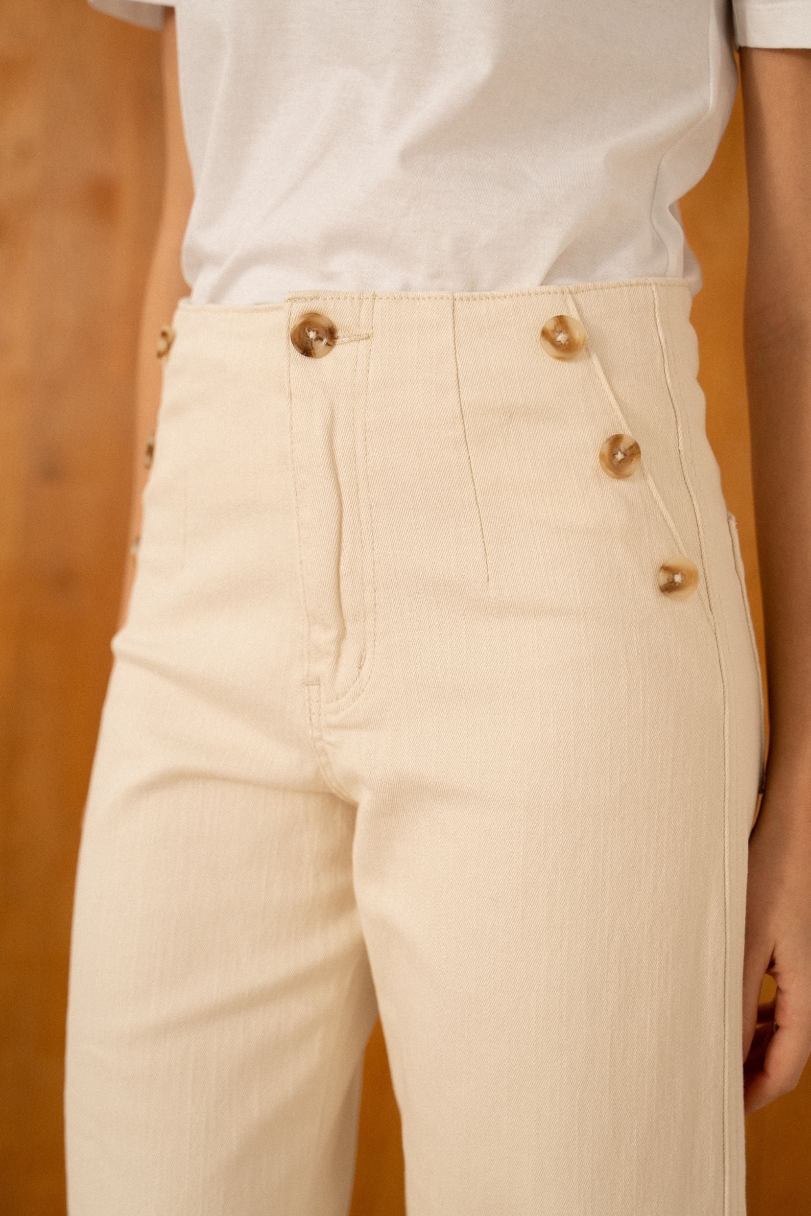 Maison Onado Lorine jean wide beige taille haute