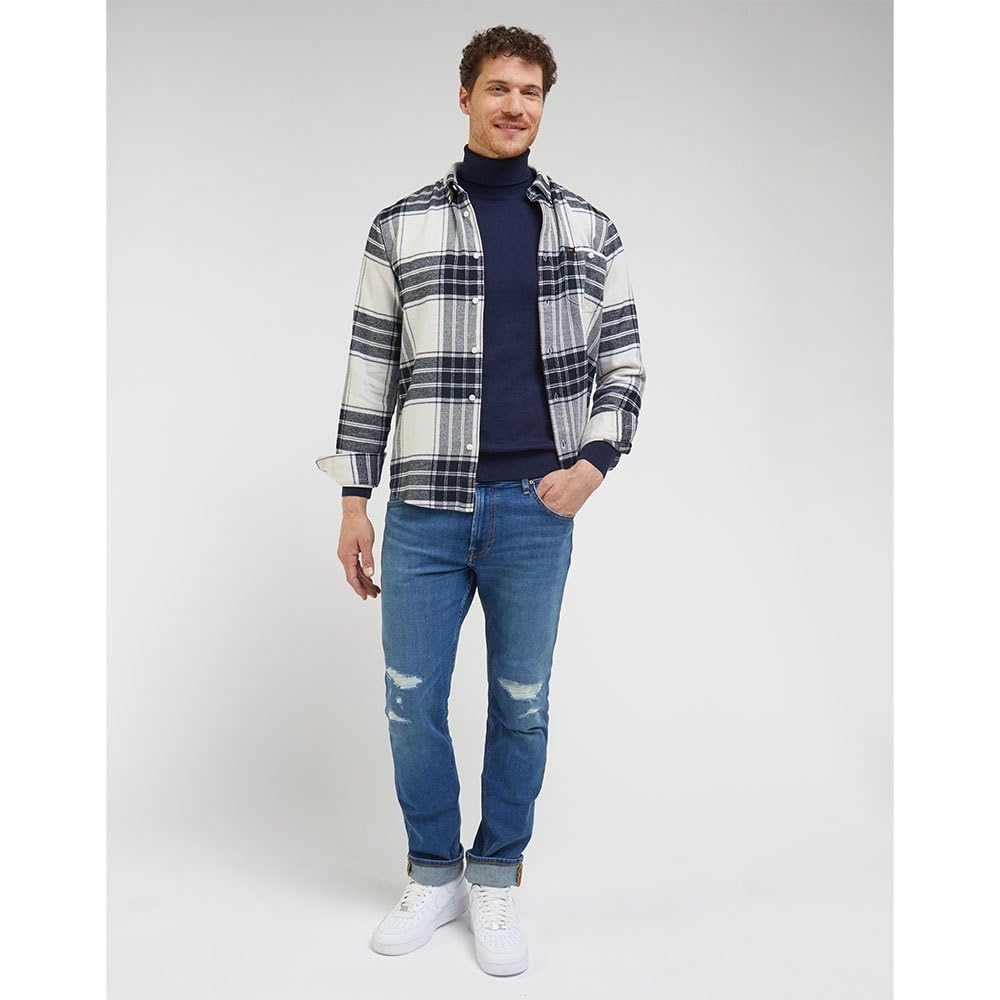 Lee High Neck Knit Pull Homme Sky Captain col montant