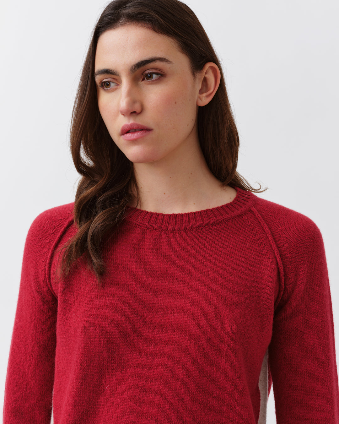 Diega Palizo pull rouge écru camel à rayures