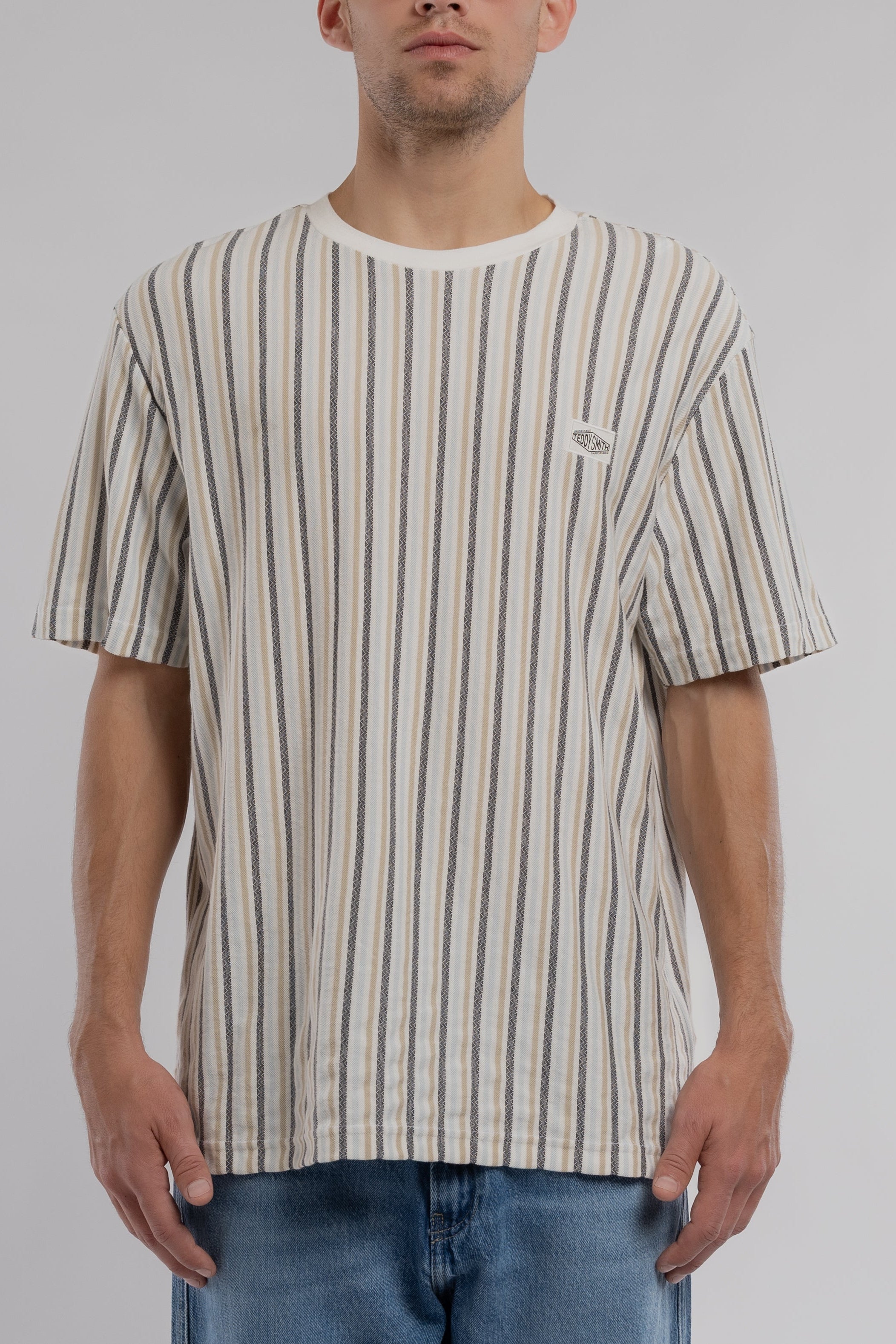 Teddy Smith T-Jacko MC t-shirt homme blanc rayé ample
