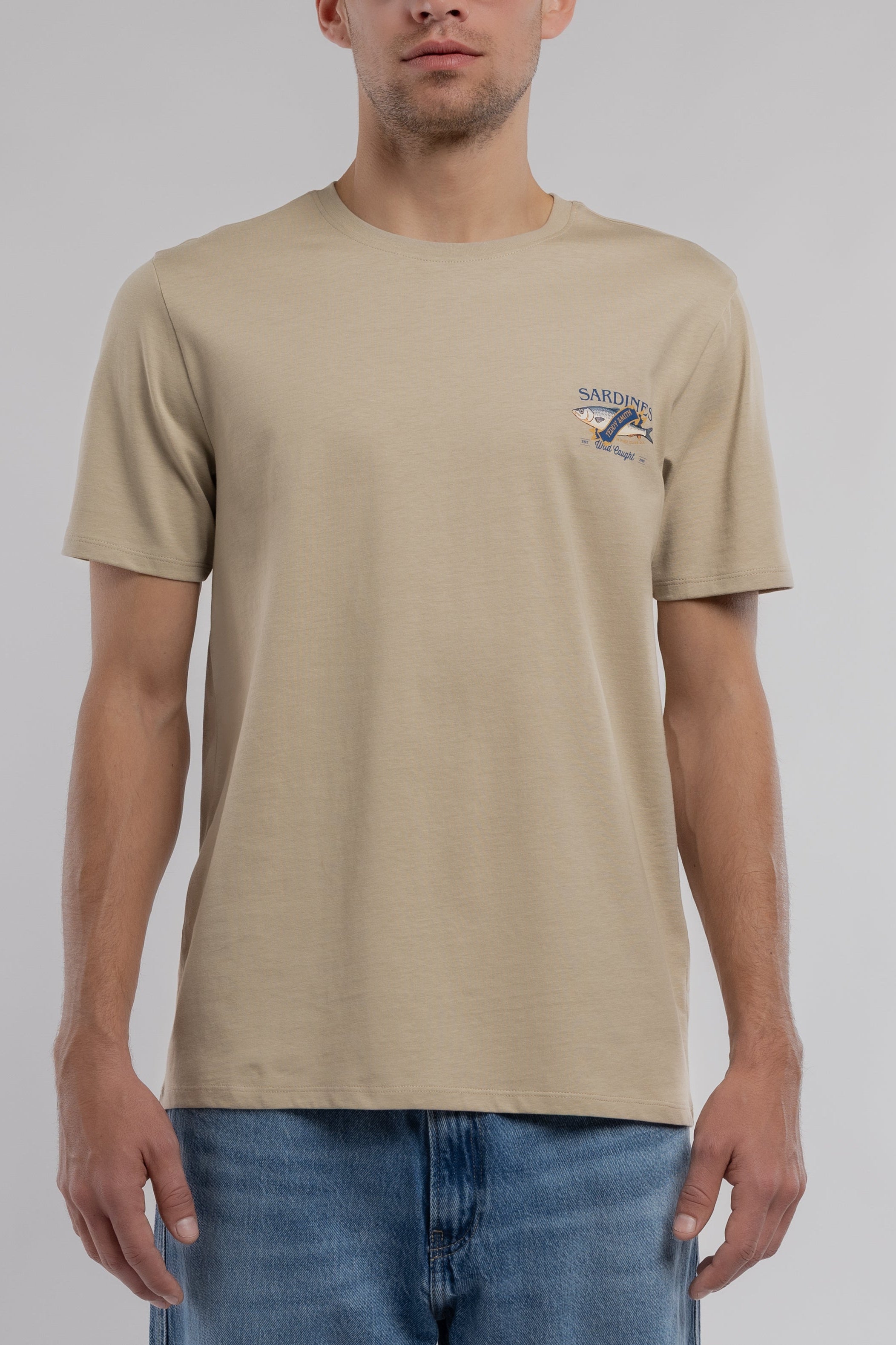 Teddy Smith T-Fish t-shirt beige col rond coton
