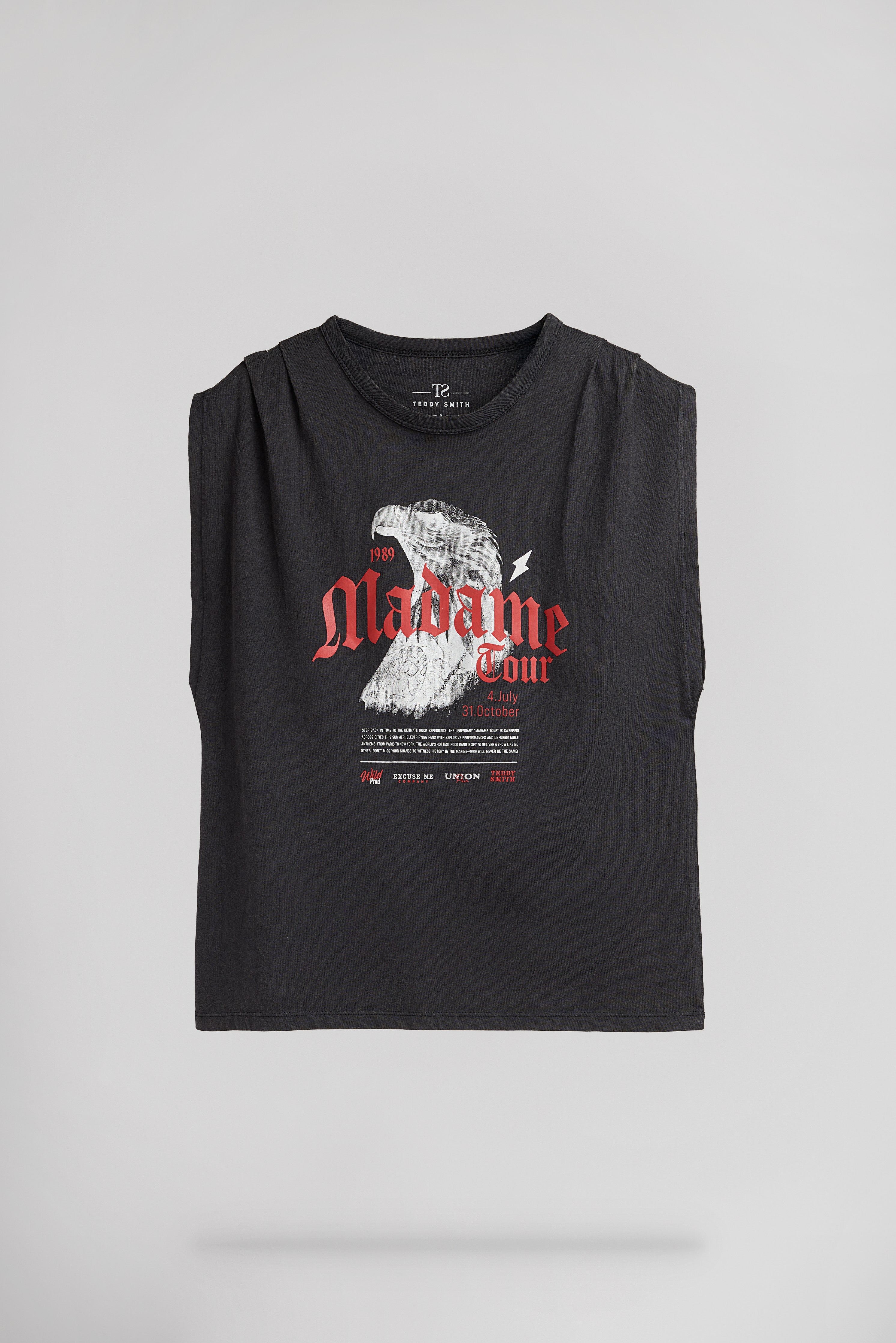 Teddy Smith T-Aimy T-shirt col rond femme noir drapé épaules