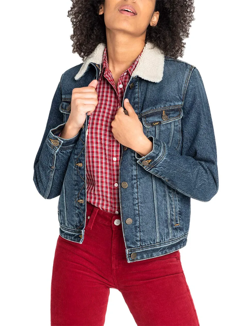 Lee Sherpa blouson femme bleu Vintage Worn S