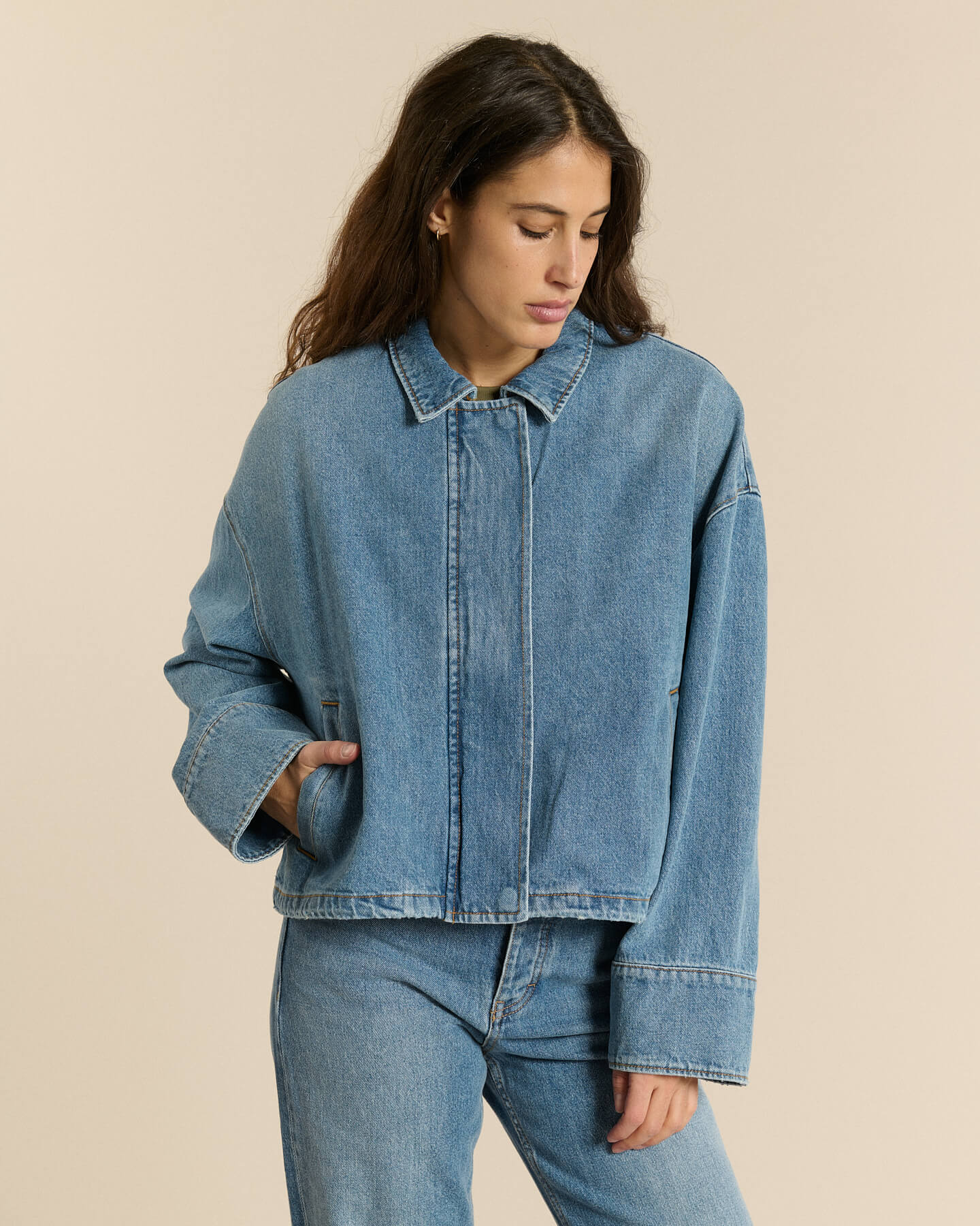 Labdip Baker veste en jean Stone Fade bomber courte