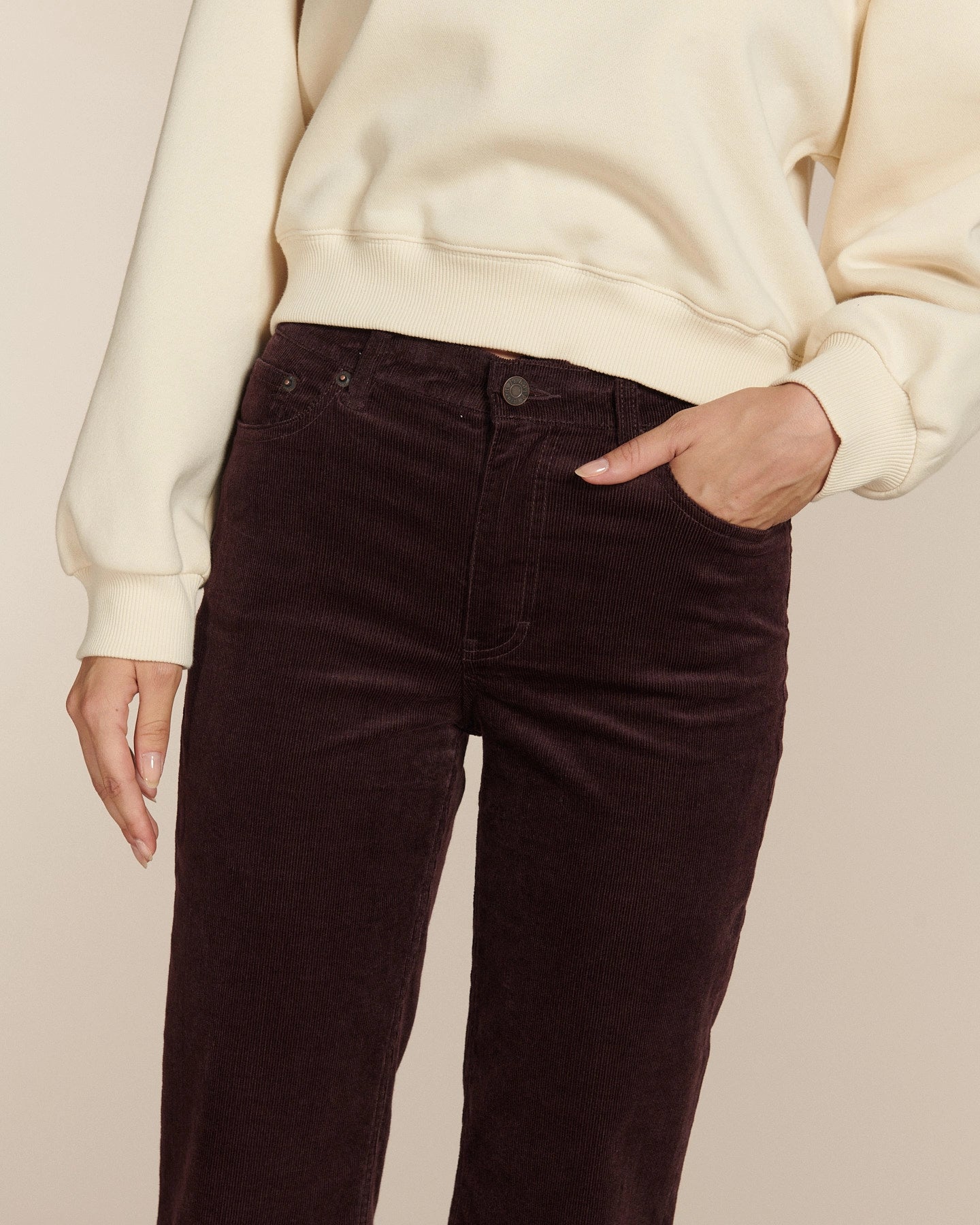 Labdip Nikky Velvet Berry pantalon flare taille mi-haute