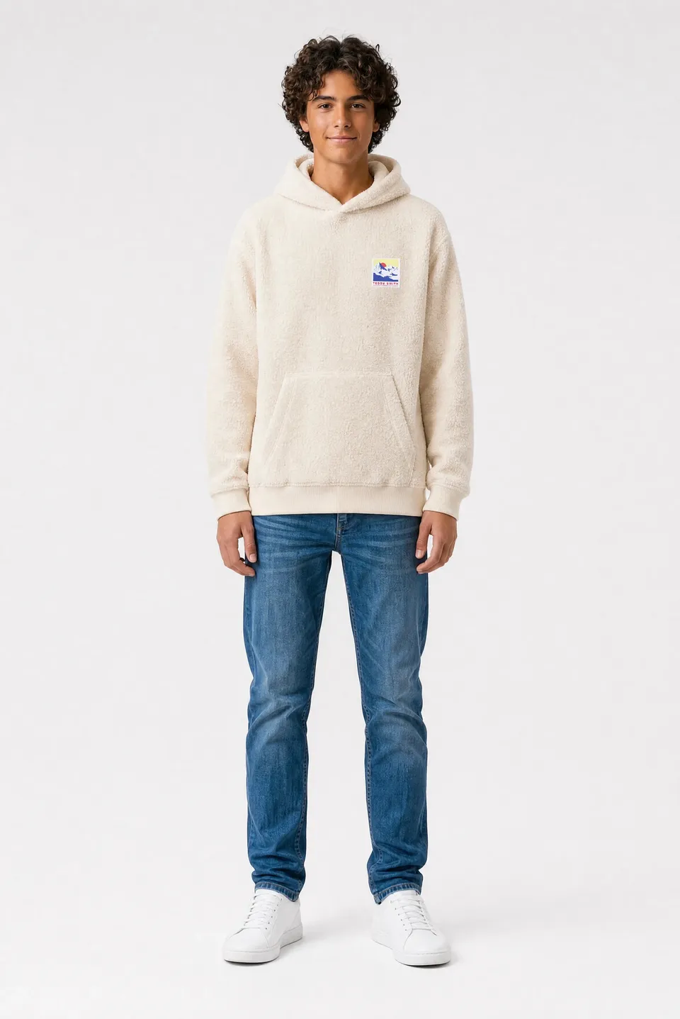 Teddy Smith S-Oft Hoody JR sweat sherpa garçon cream