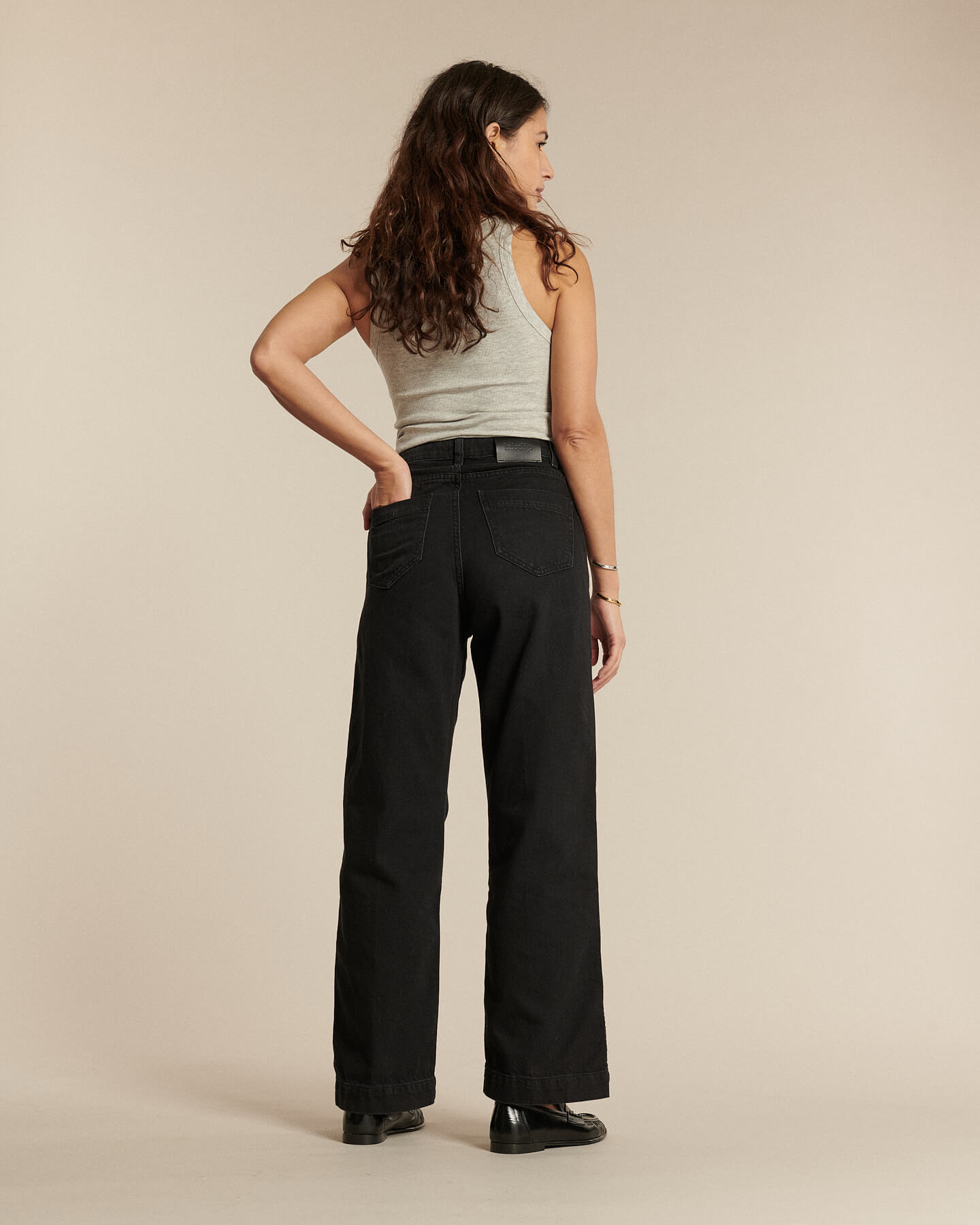Labdip Samuel jean taille haute gris foncé coton