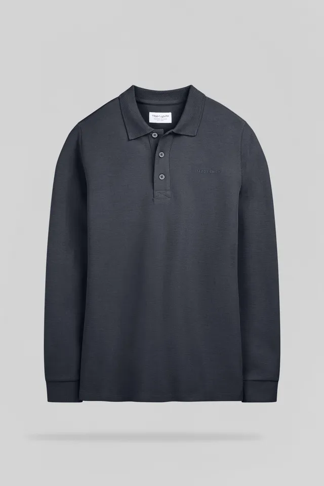 Teddy Smith P-Joel ML polo manches longues gris météore coton