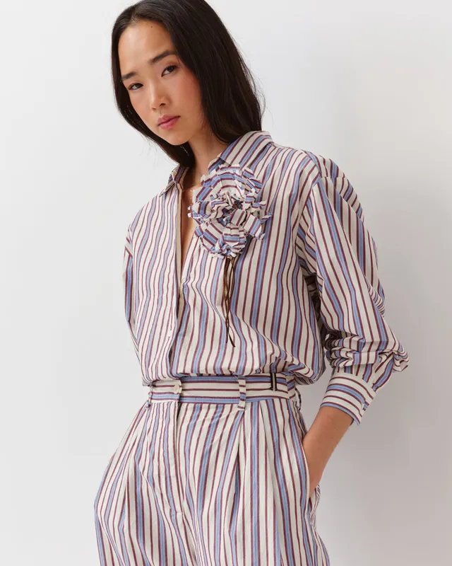 DIEGA CENTIA chemise fluide écru prune ciel