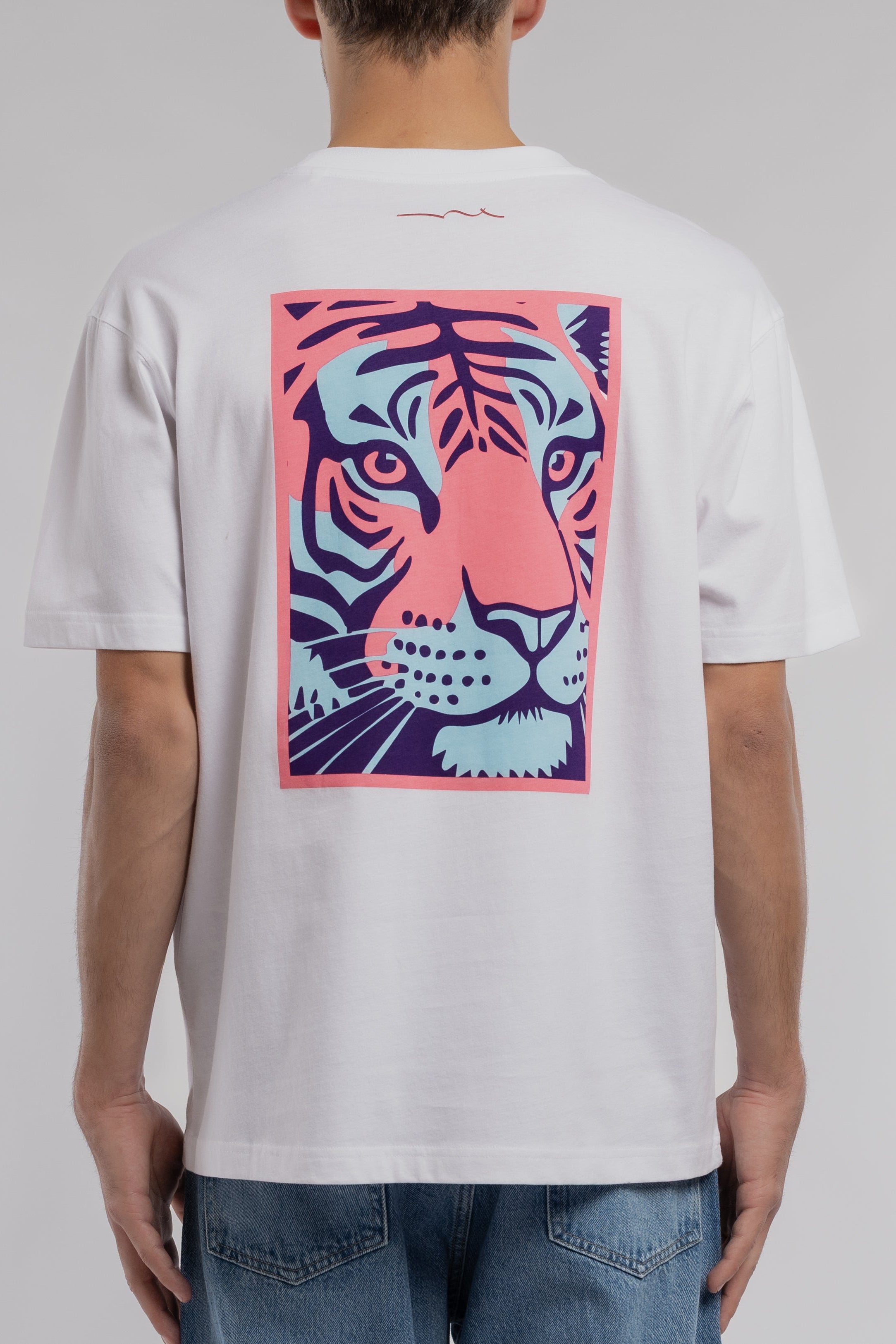 Teddy Smith T-Tiger MC t-shirt blanc tigre regular fit