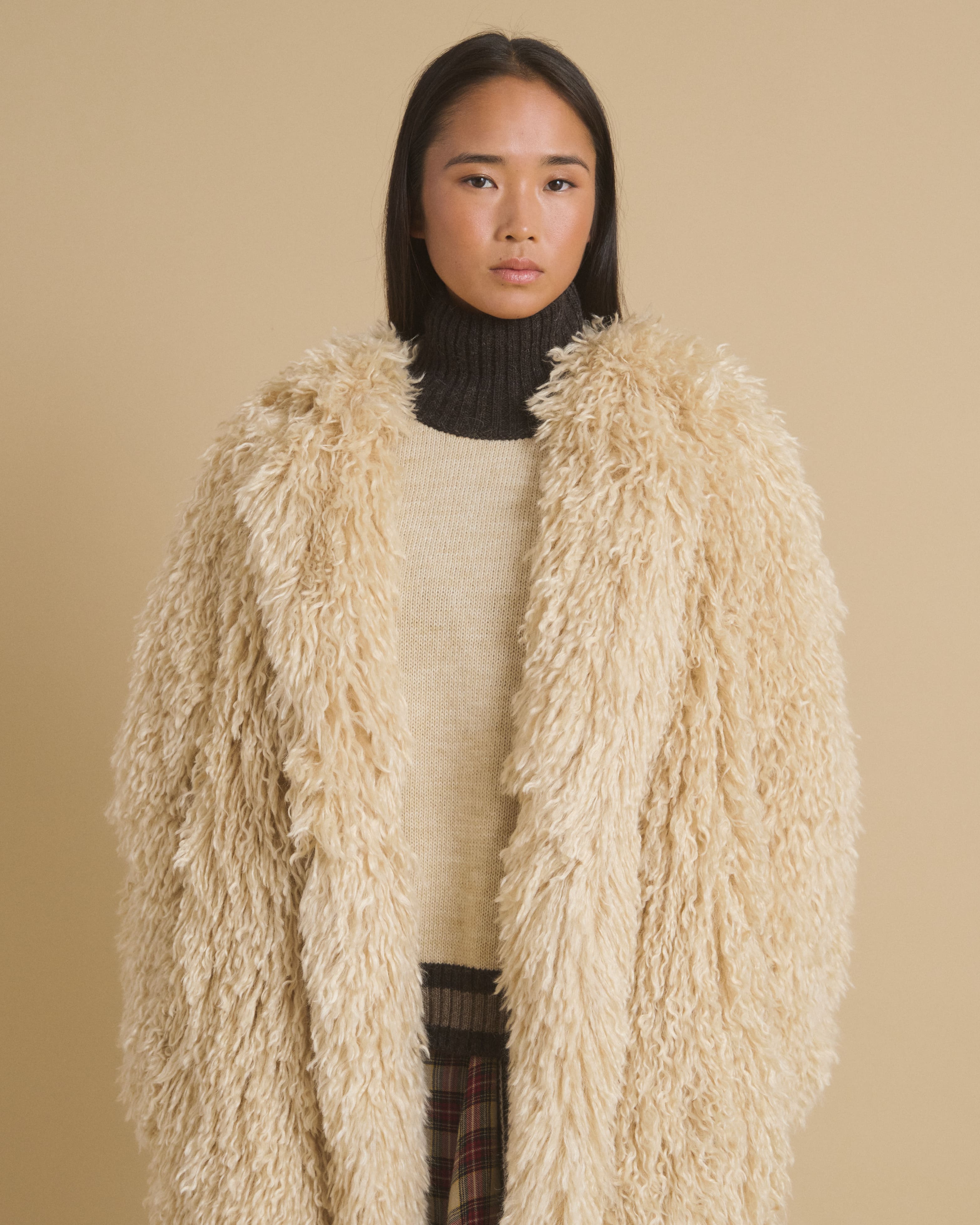 DIEGA MALIO manteau fausse fourrure écru