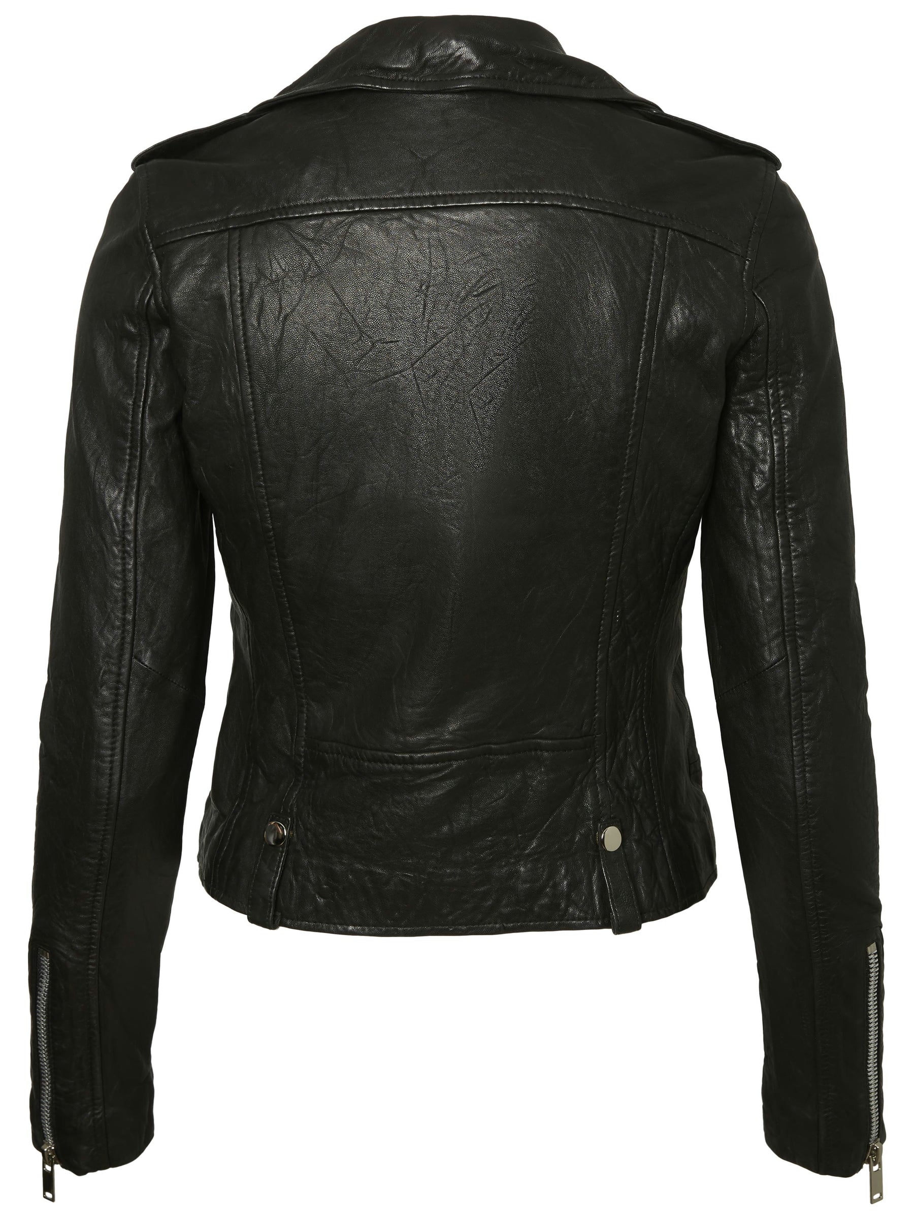 Noisy May veste courte cuir agneau zip coupe serrée
