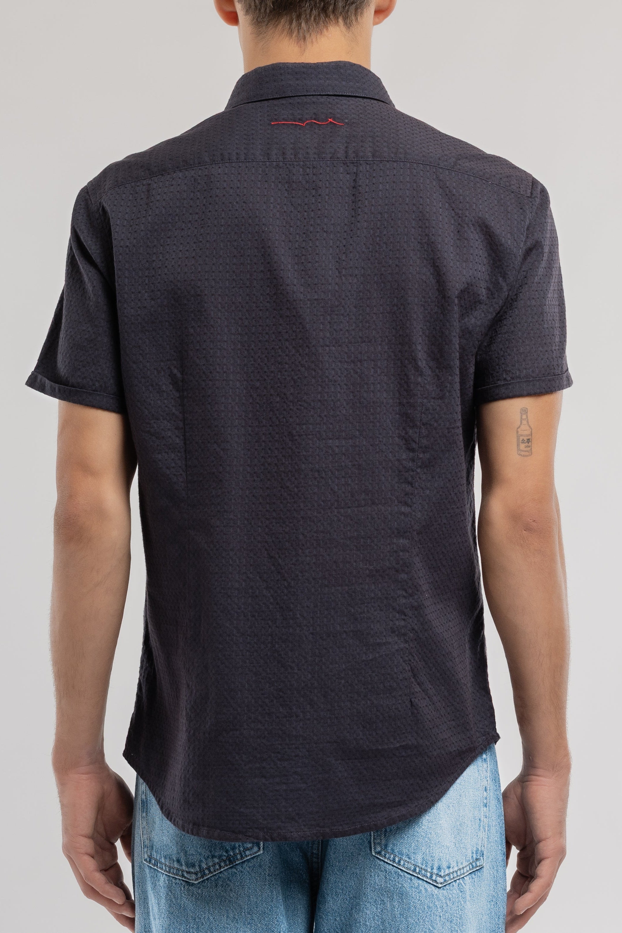 Teddy Smith Cut 2 MC chemise slim bleu marine homme