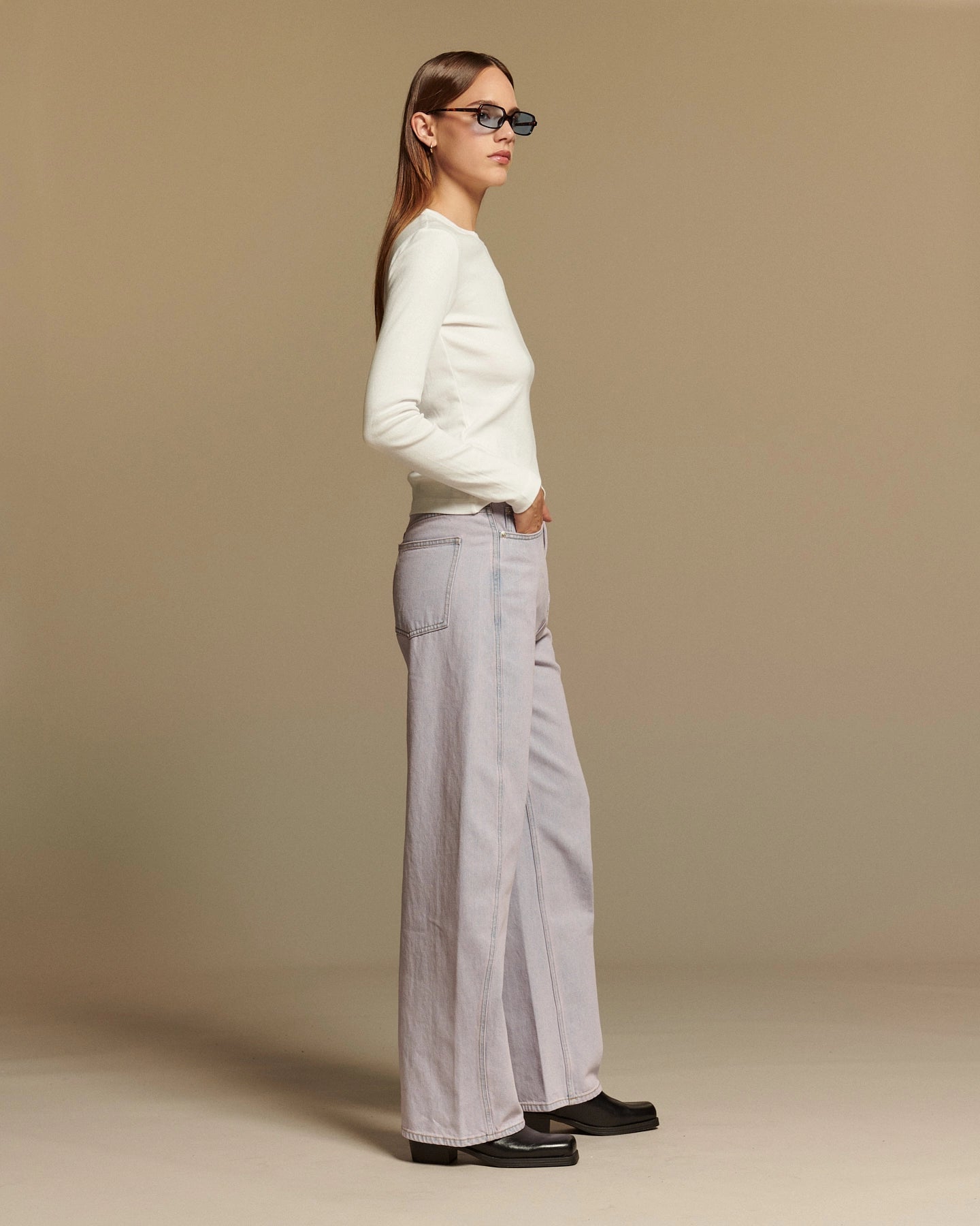 Labdip Ross jean droit large powder rose coton