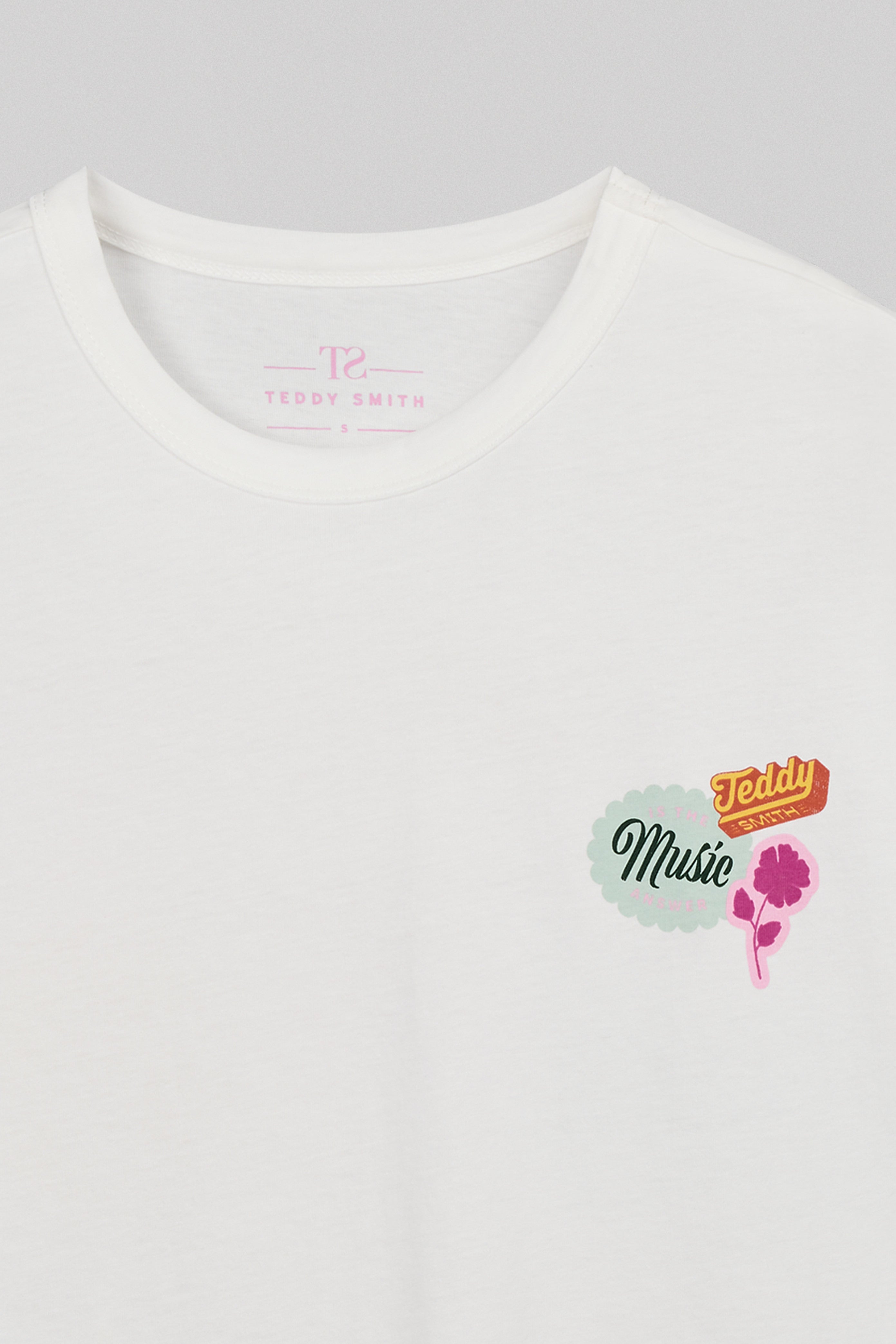 Teddy Smith T-Badge MC T-shirt Femme Blanc Oversize