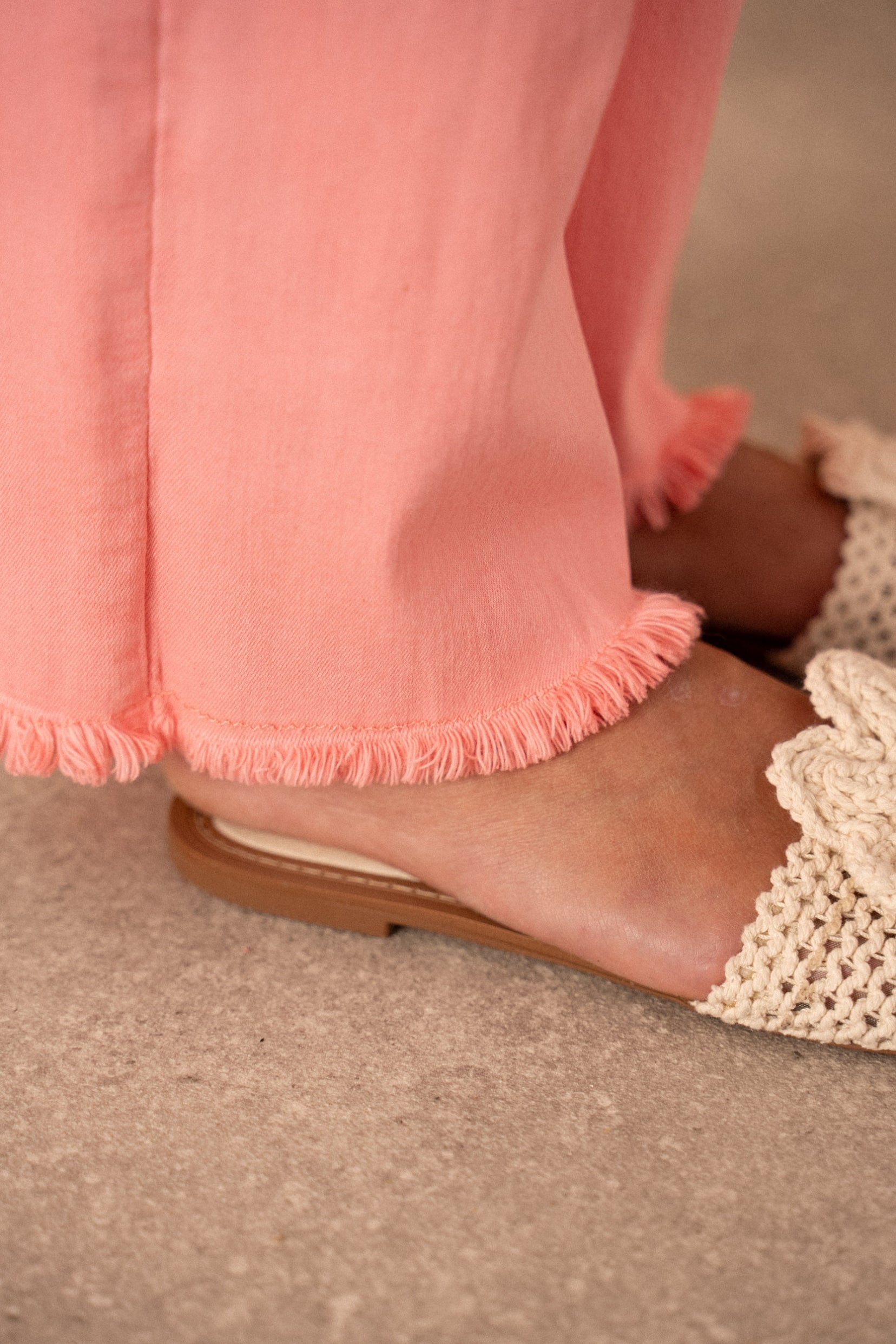 Maison Onado Elaine jean wide leg corail frangé