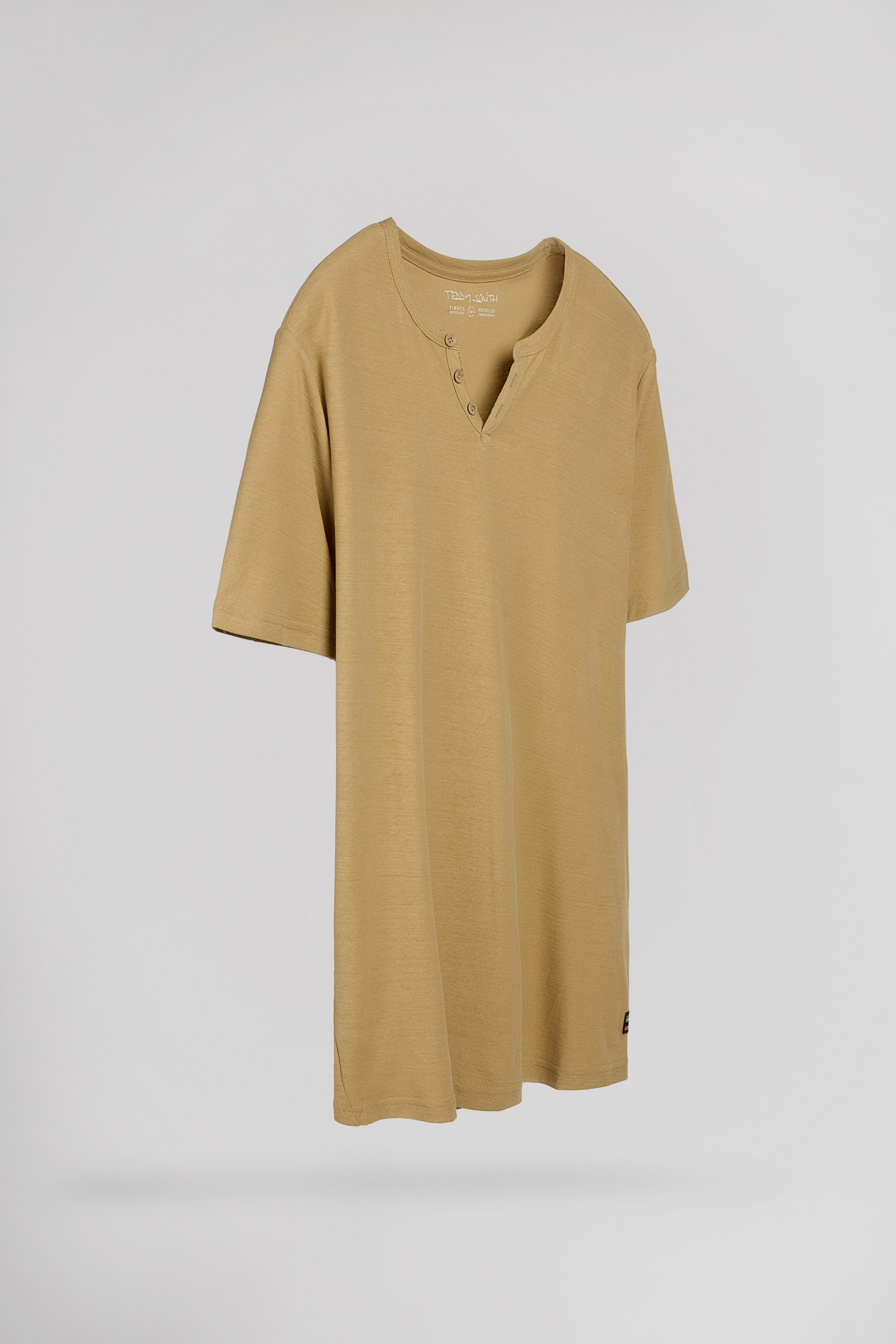 Teddy Smith T-Gabriel MC t-shirt homme beige col fendu