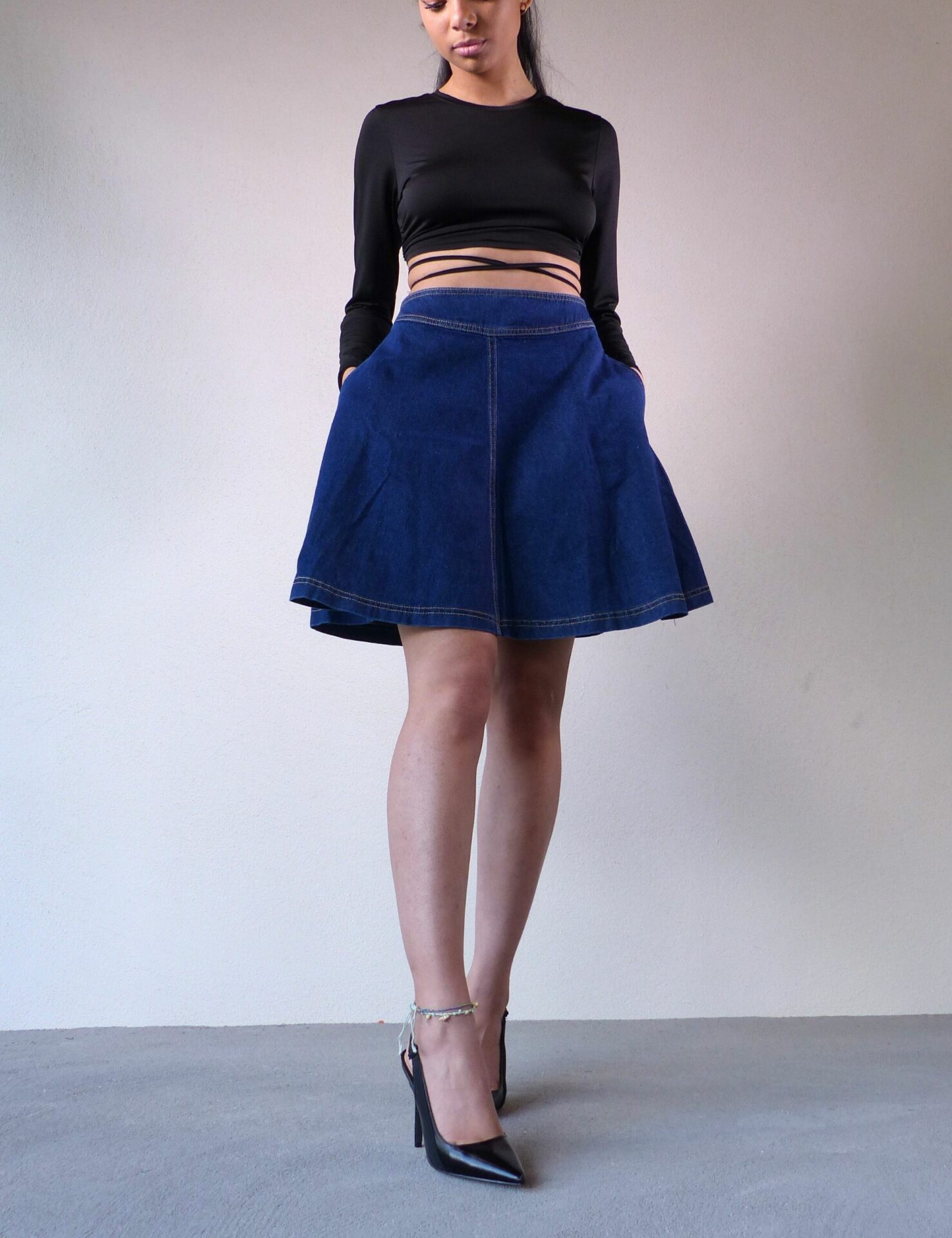 AA Spontané Sixtine jupe en jean bleu taille haute