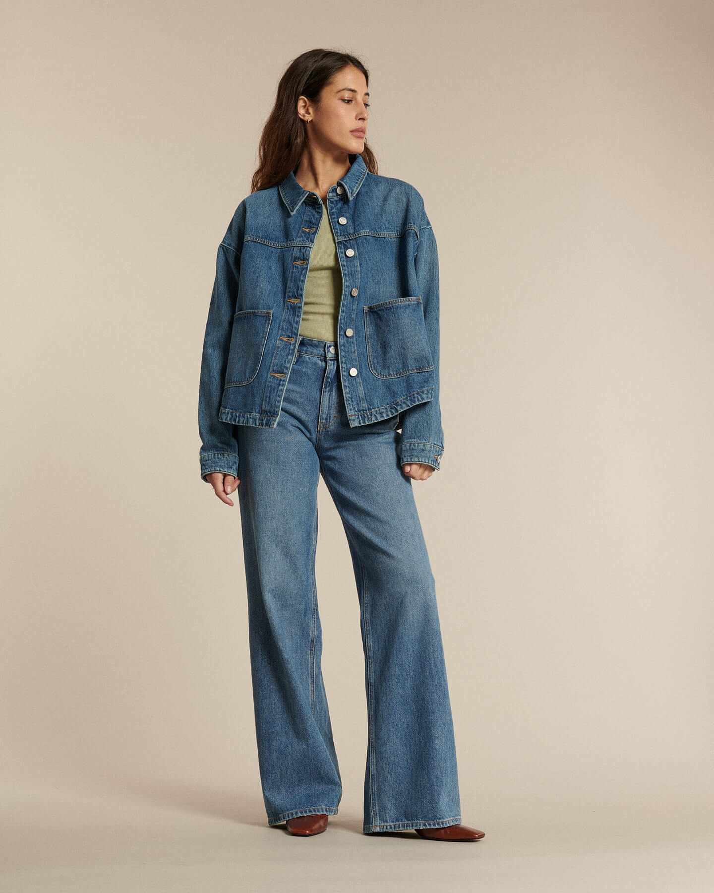 Labdip Betty IN 30 Mid Blue veste worker jean bleu ample