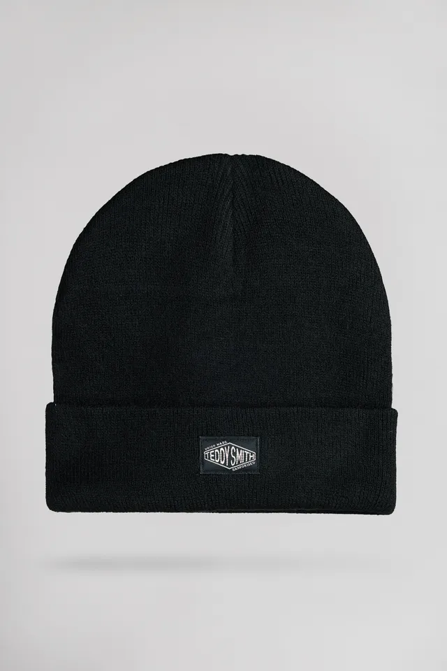 Teddy Smith B-Neo bonnet noir côtelé taille unique