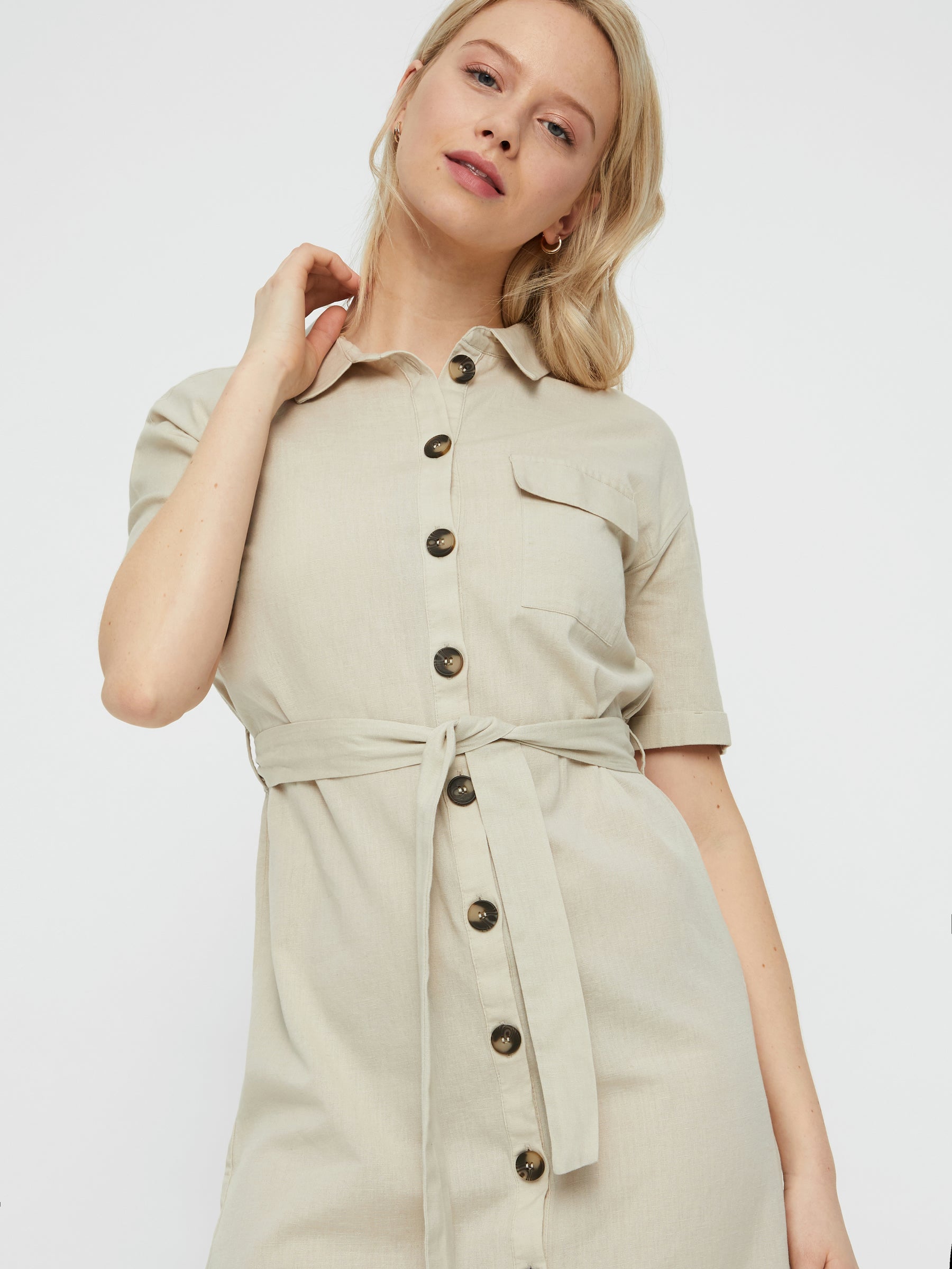 Noisy May robe-chemise longue à ceinture 110 cm