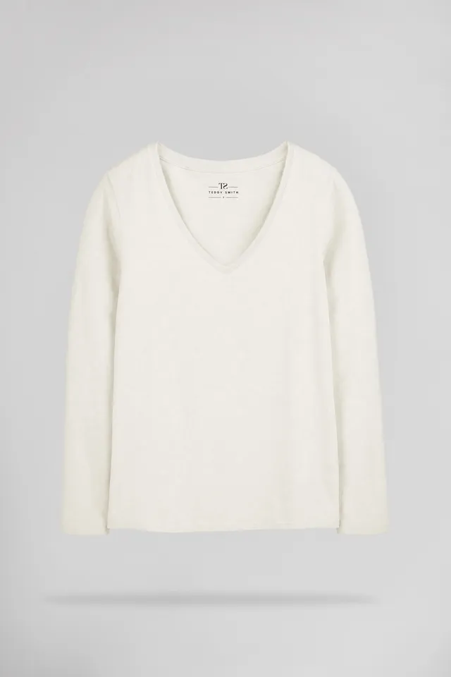 Teddy Smith T-Miana t-shirt blanc col V manches longues