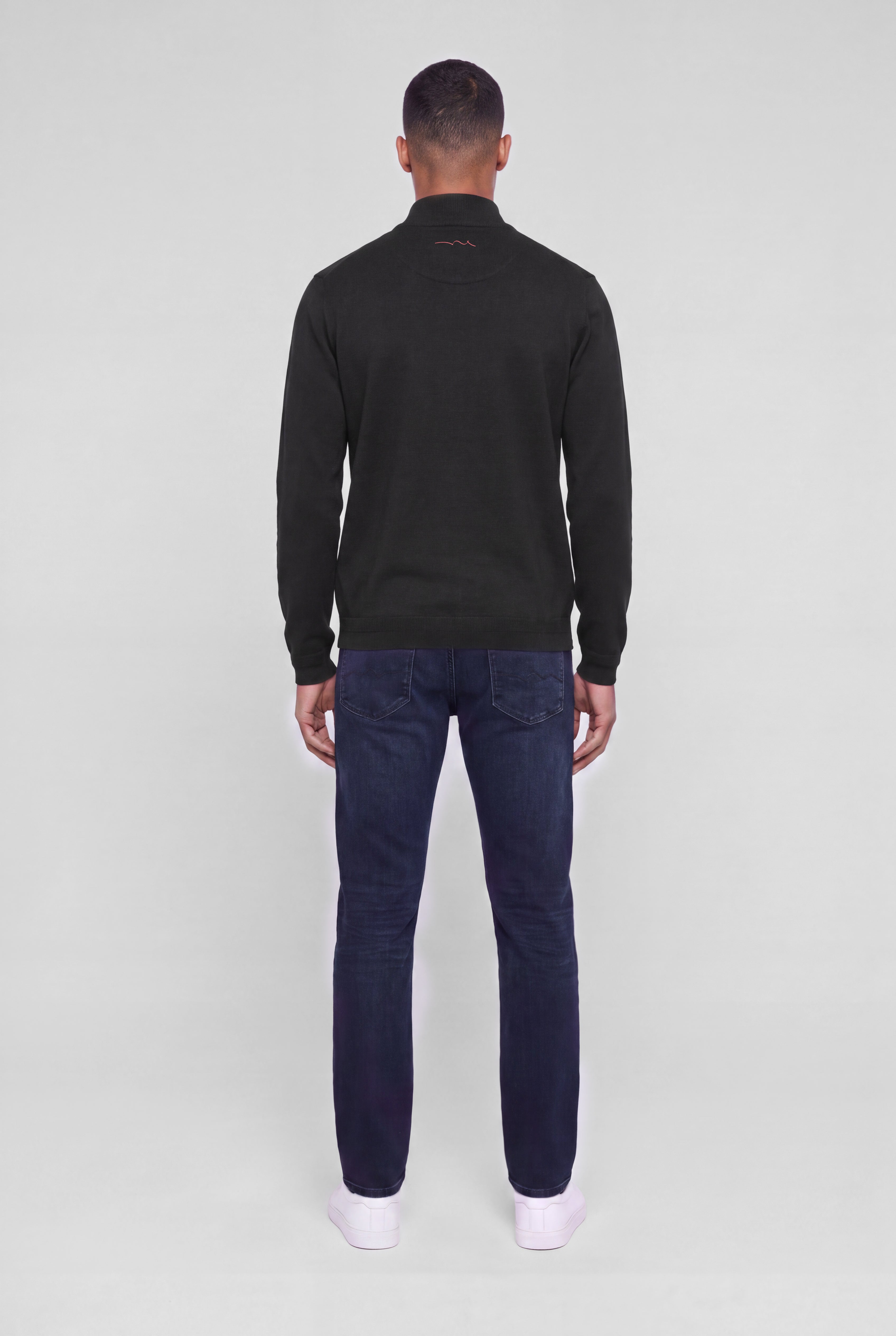 Teddy Smith P-Marty 2 pull col zippé charbon maille fine
