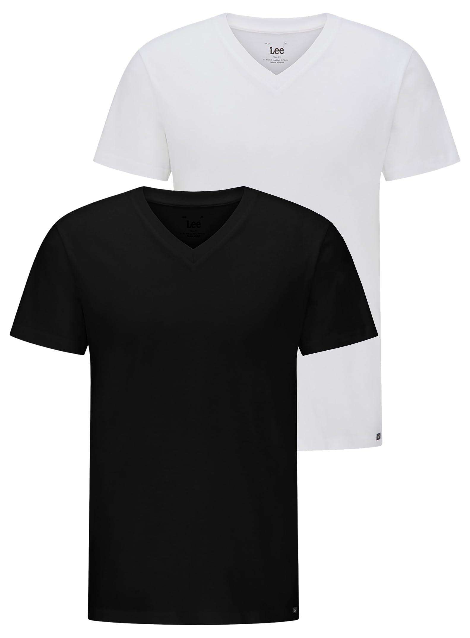 Lee Twin Pack T-shirt col V slim noir/blanc lot de 2 taille M