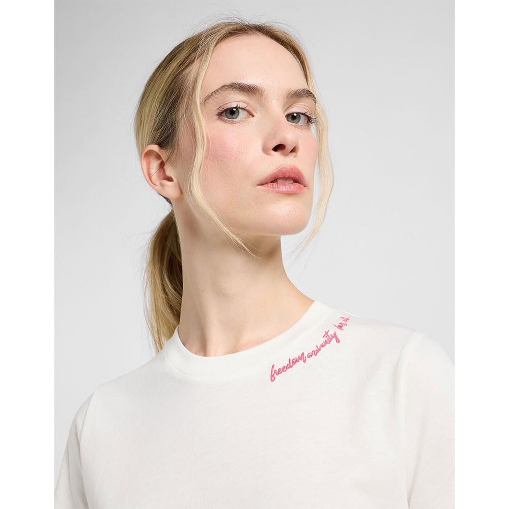 Lee Little Embroidery Tee t-shirt femme écru S 100% coton