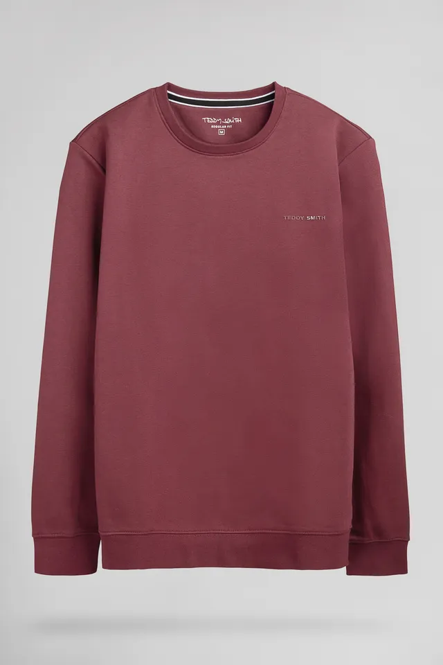 Teddy Smith S-Nark sweat col rond framboise foncé homme