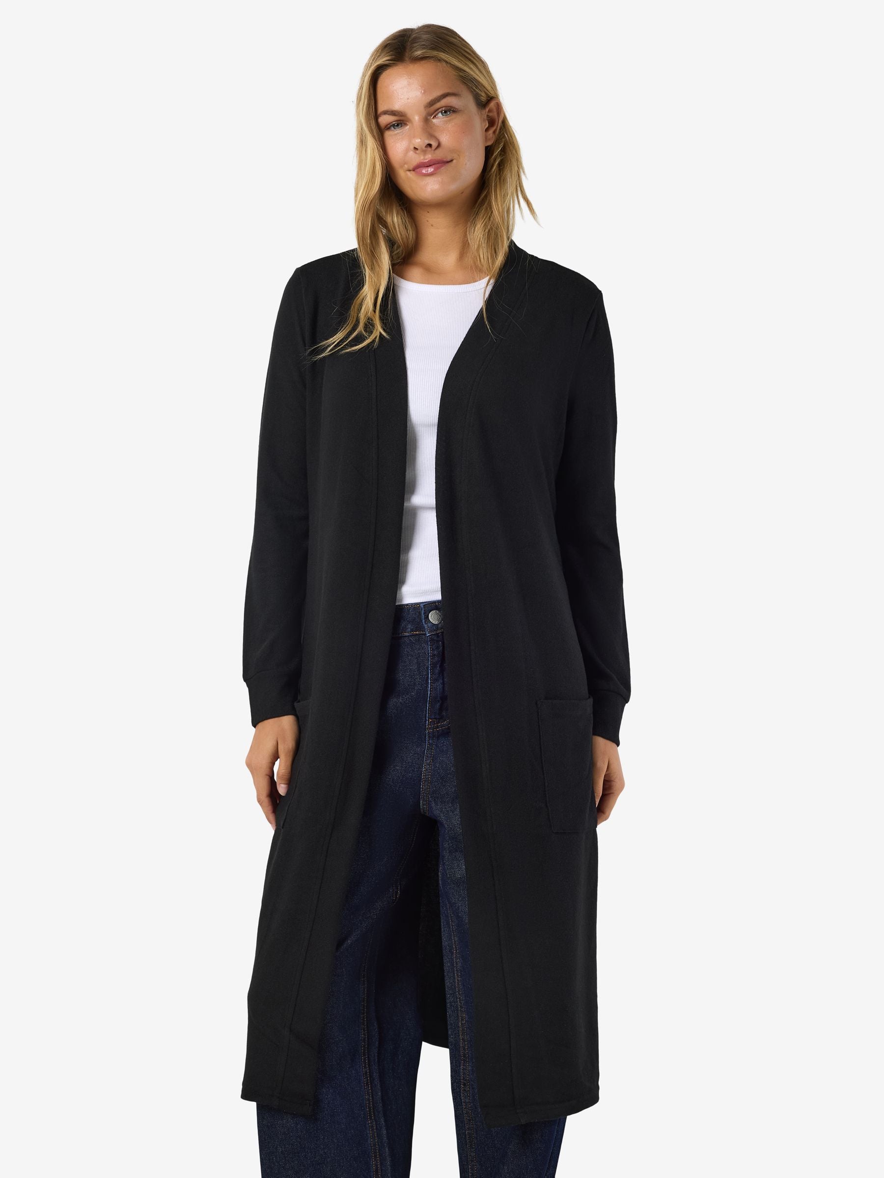 Noisy May gilet long ouvert manches longues poches