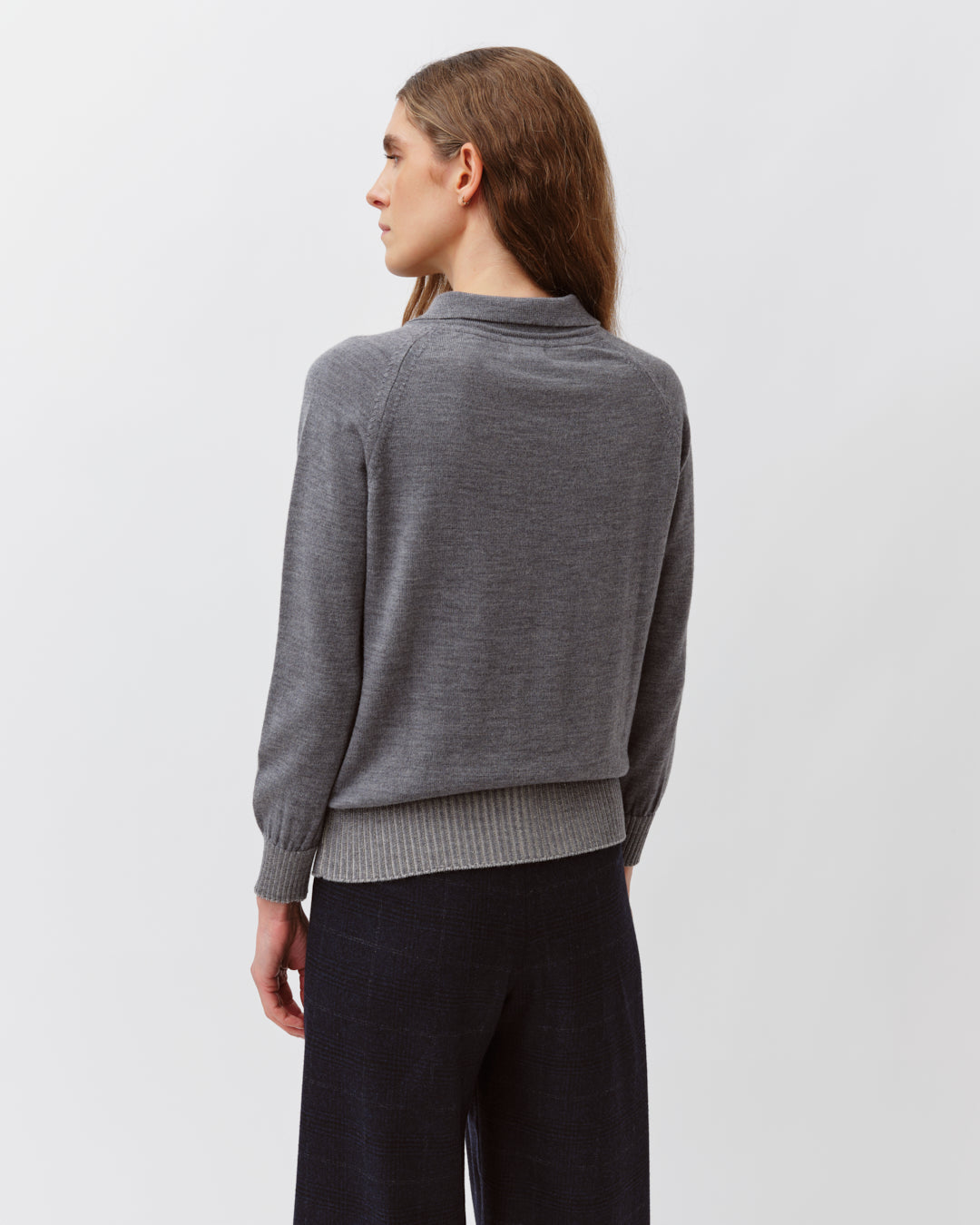 DIEGA PLEDO pull laine mérinos gris écru