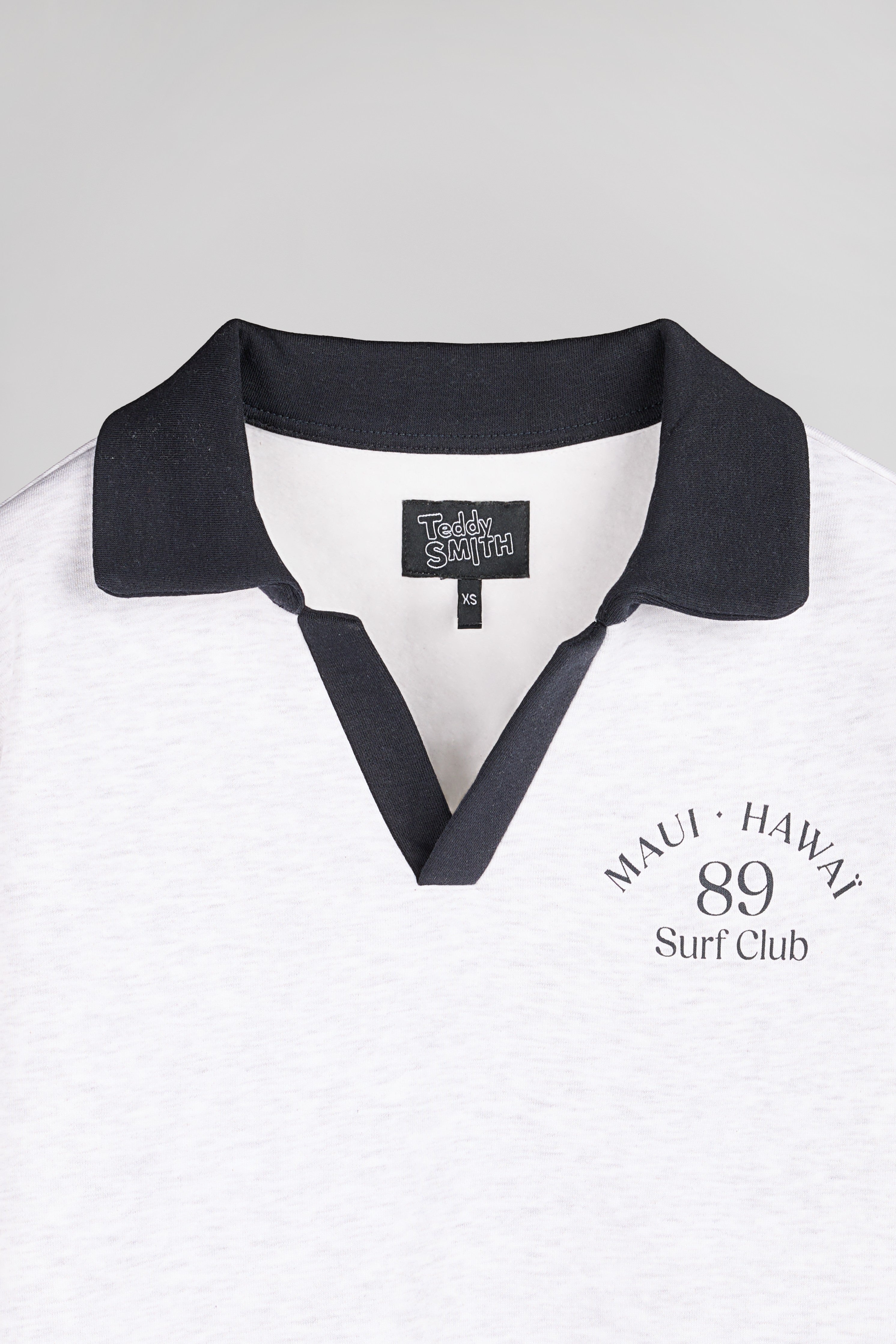 Teddy Smith S-Doll sweat col polo blanc mélangé femme