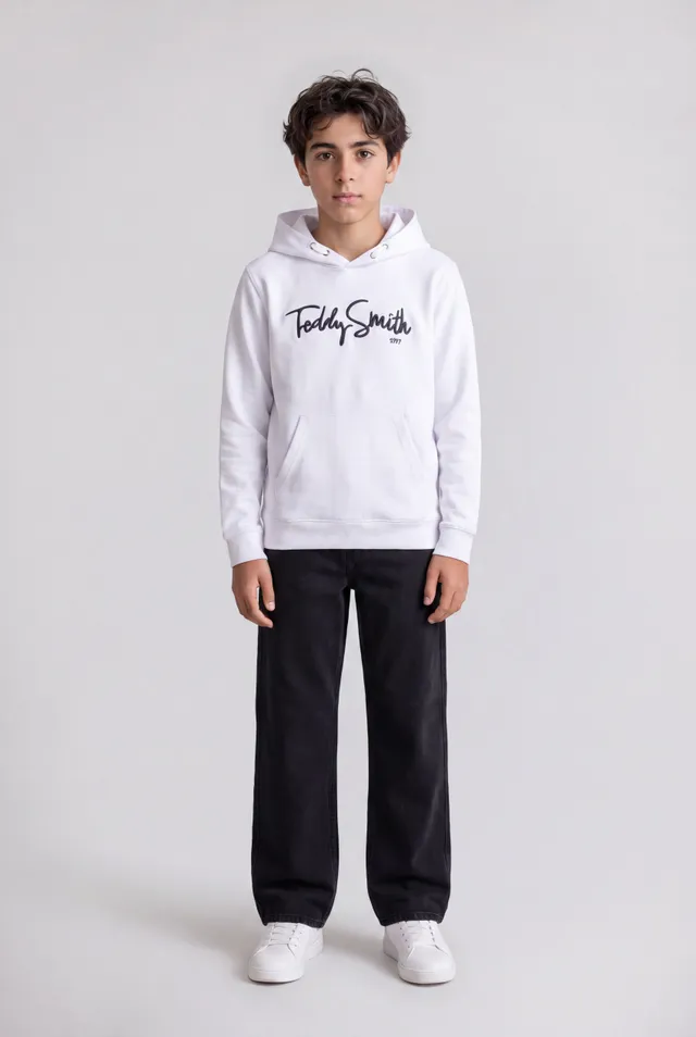 Teddy Smith S-Evry Hoody JR sweat garçon blanc coton