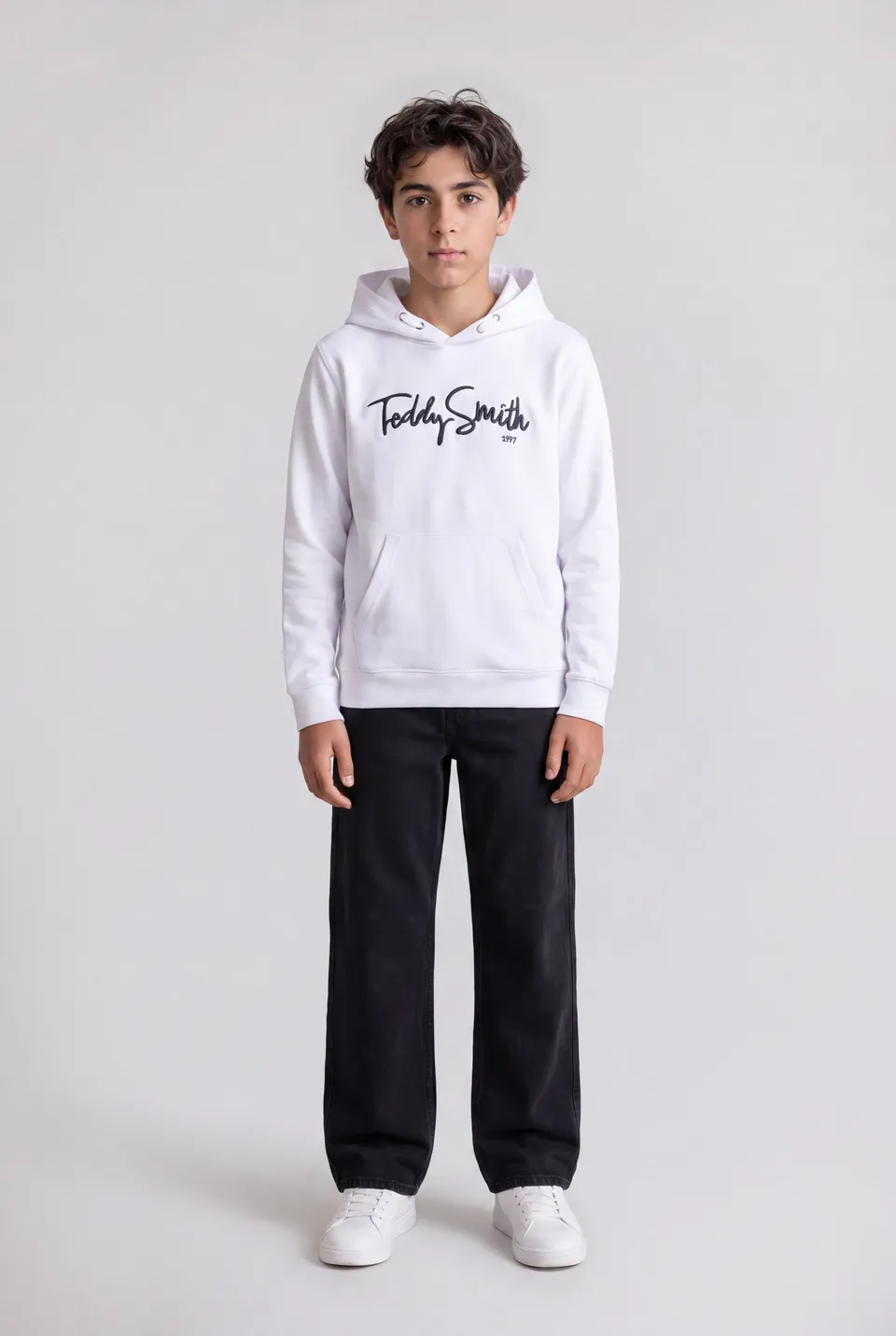 Teddy Smith S-Evry Hoody JR sweat garçon blanc coton