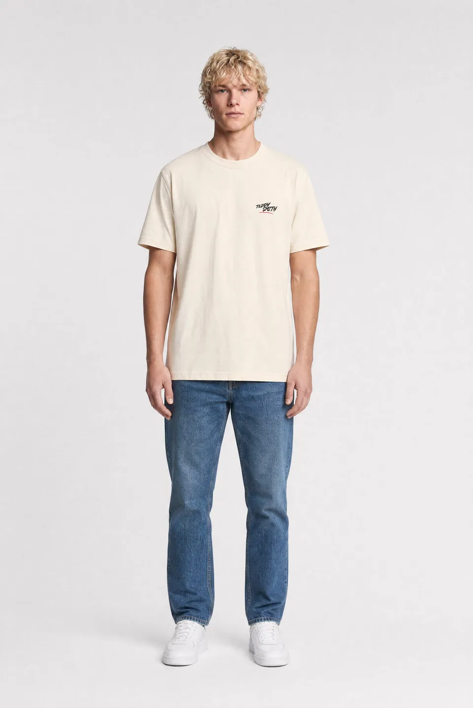 Teddy Smith T-Bigben MC T-shirt homme ample crème graphique