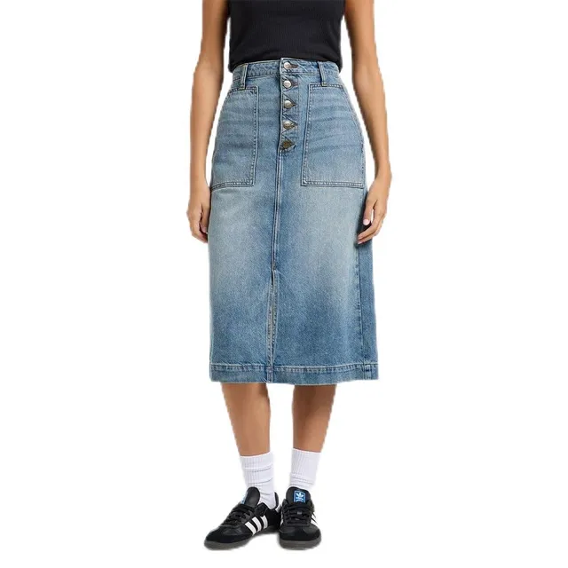 Lee Patch Pocket Midi Skirt jupe 32W bleu moyen