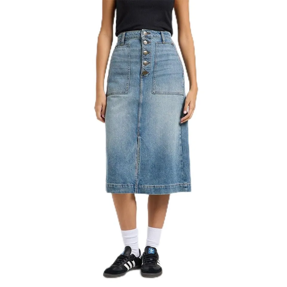 Lee Patch Pocket Midi Skirt jupe 32W bleu moyen