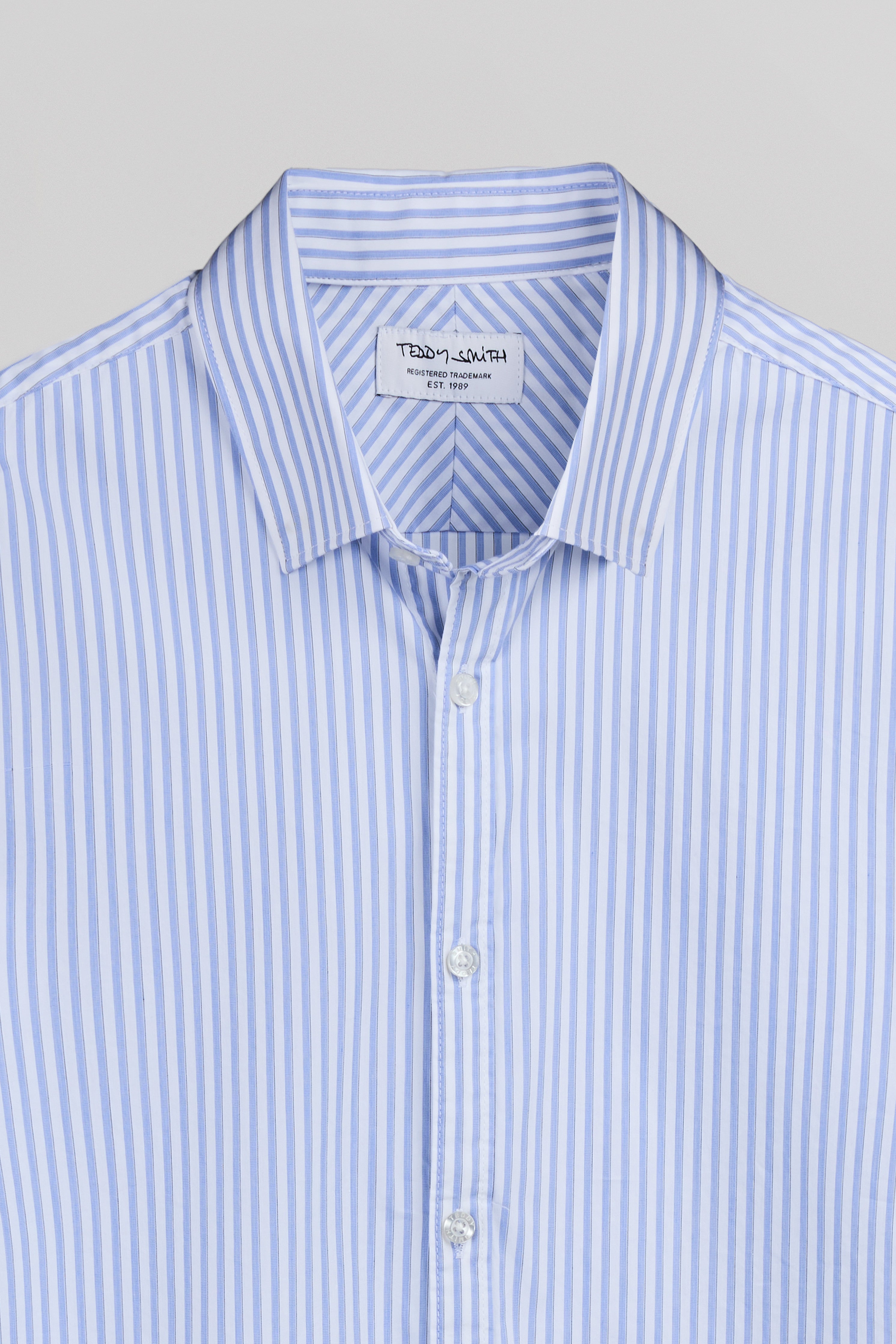 Teddy Smith Carton ML chemise blanche rayures slim homme