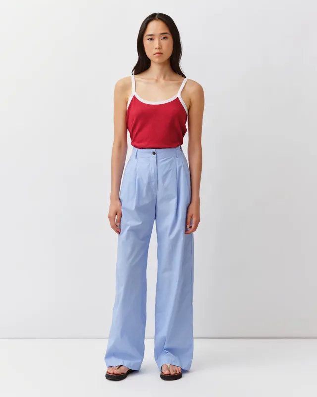Diega Pavanao pantalon bleu droit à pinces