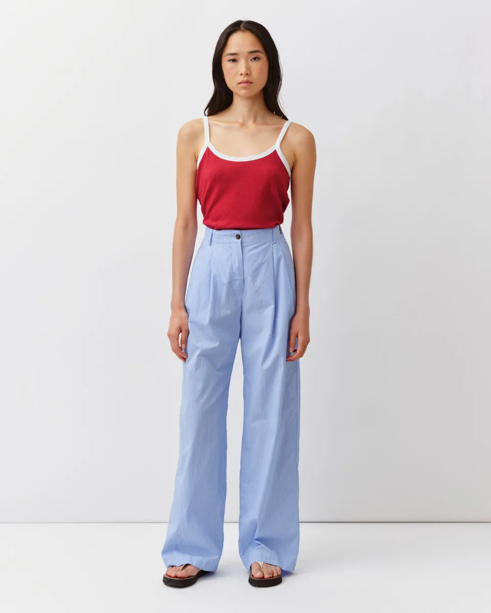 Diega Pavanao pantalon bleu droit à pinces