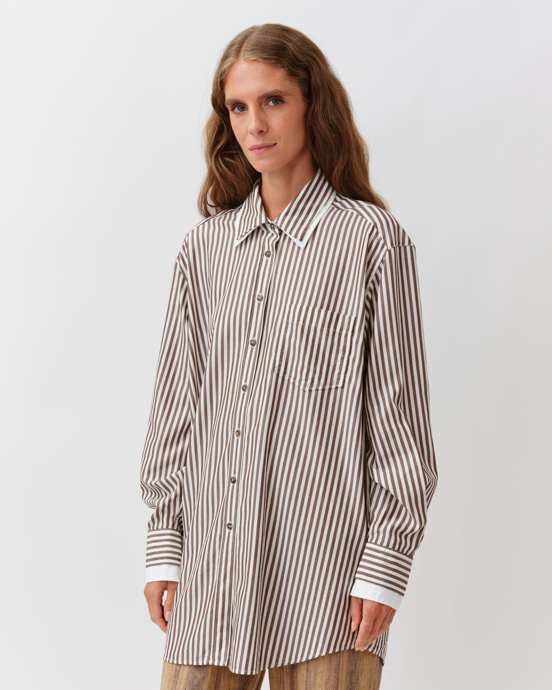 DIEGA CAMELITA chemise fluide chocolat écru