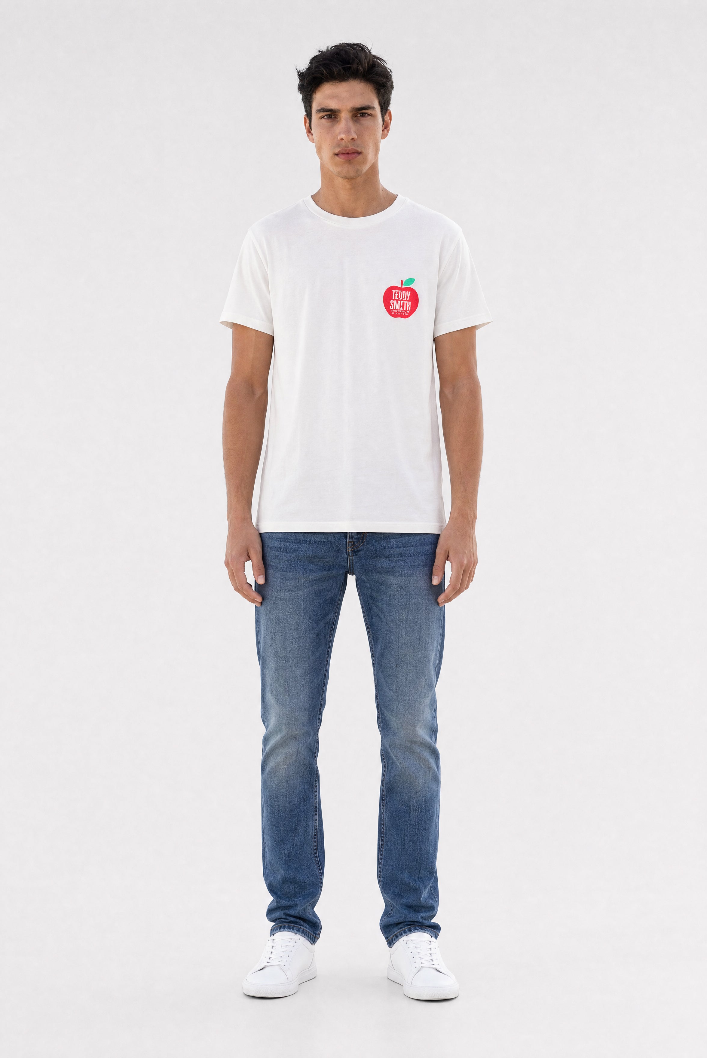 Teddy Smith T-Golden MC t-shirt blanc imprimé pomme coton