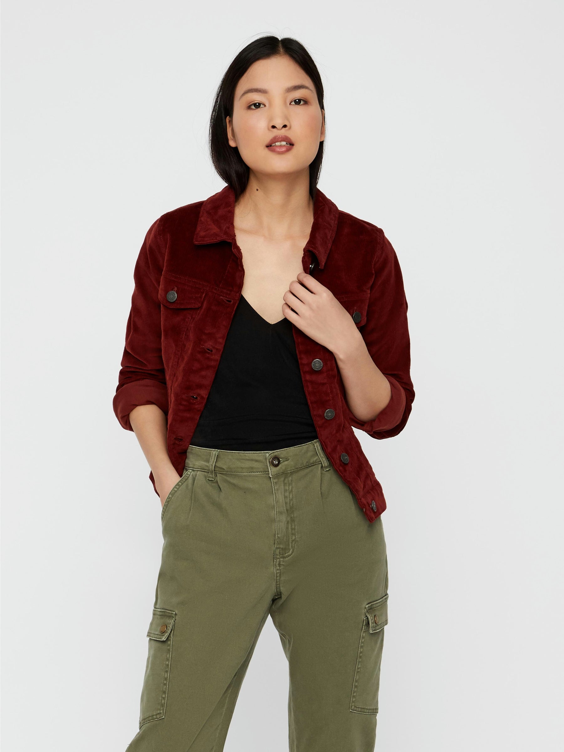 Noisy May veste velours côtelé slim coton stretch poches
