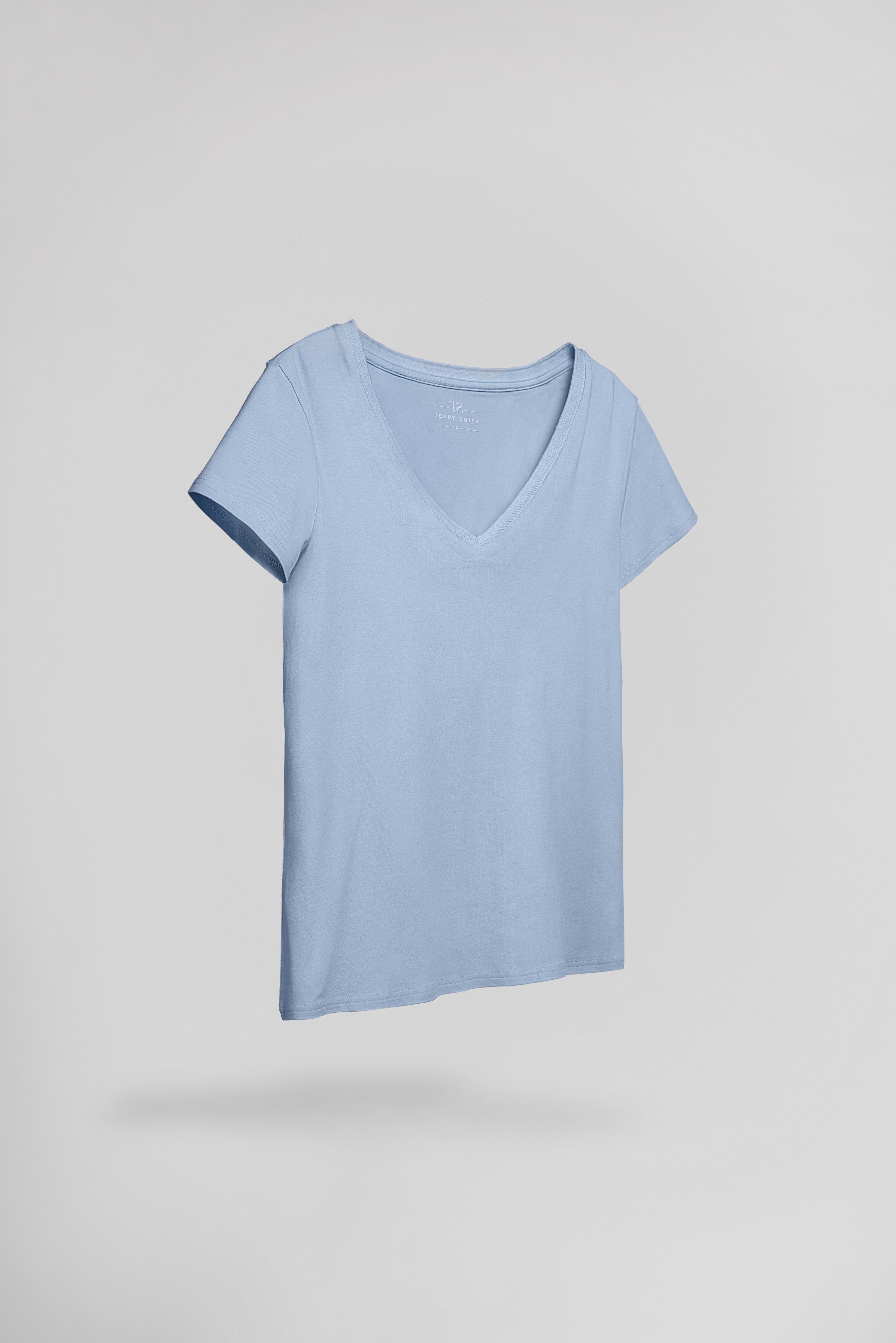 Teddy Smith T-Mia MC t-shirt col V bleu nuageux modal