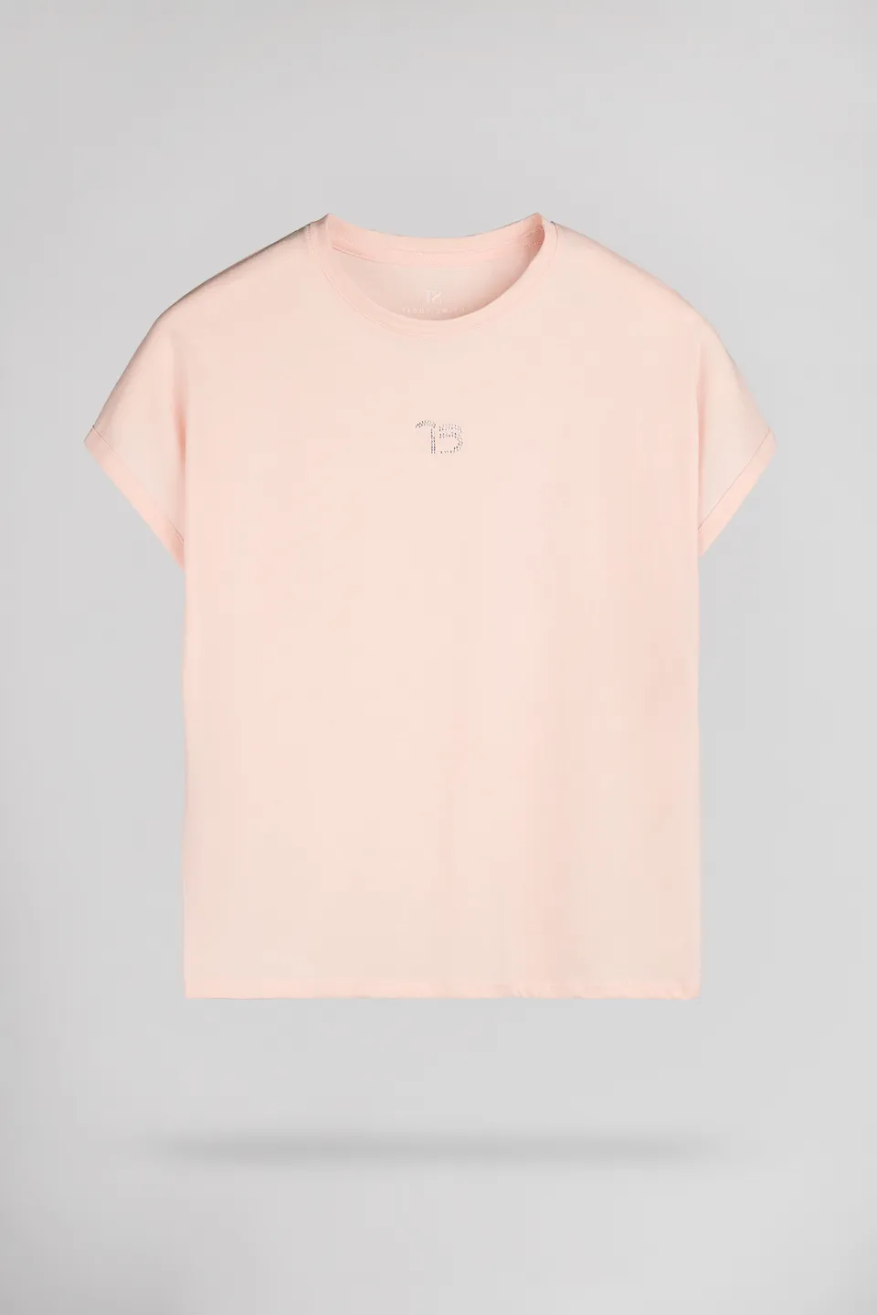 Teddy Smith T-Diana MC t-shirt rose strass coton