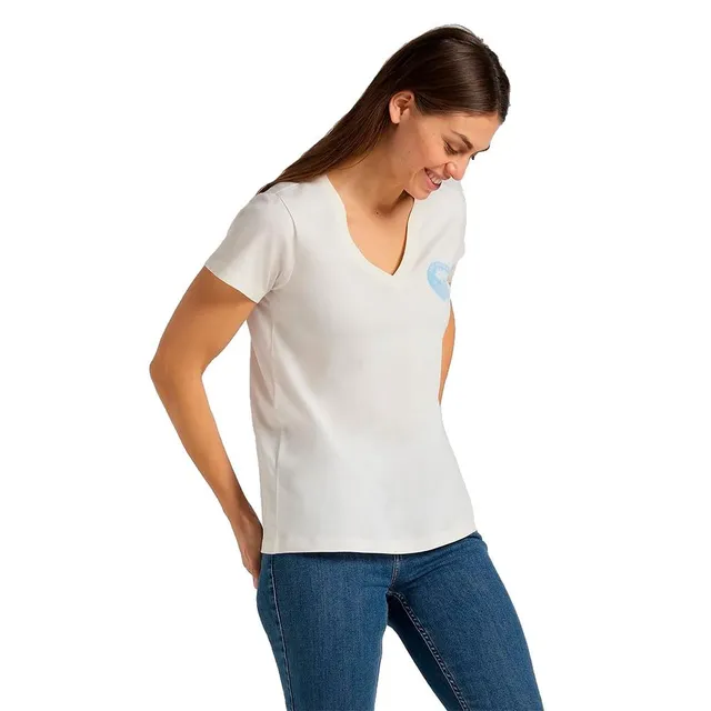 Lee Palm Tree T-shirt Femme Rose Col V