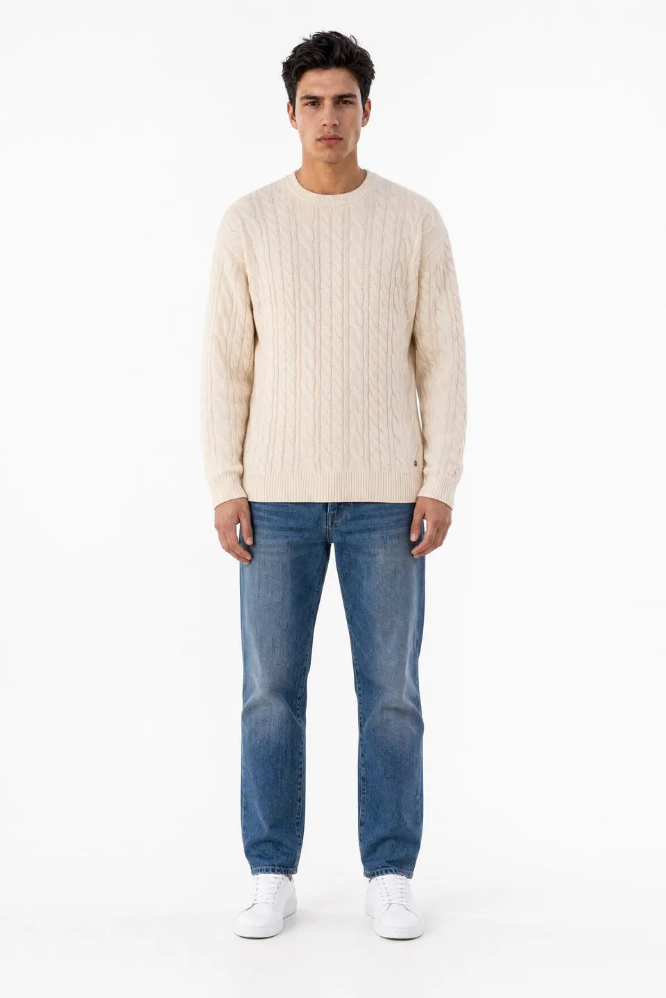 Teddy Smith P-Aron Pull homme crème torsadé