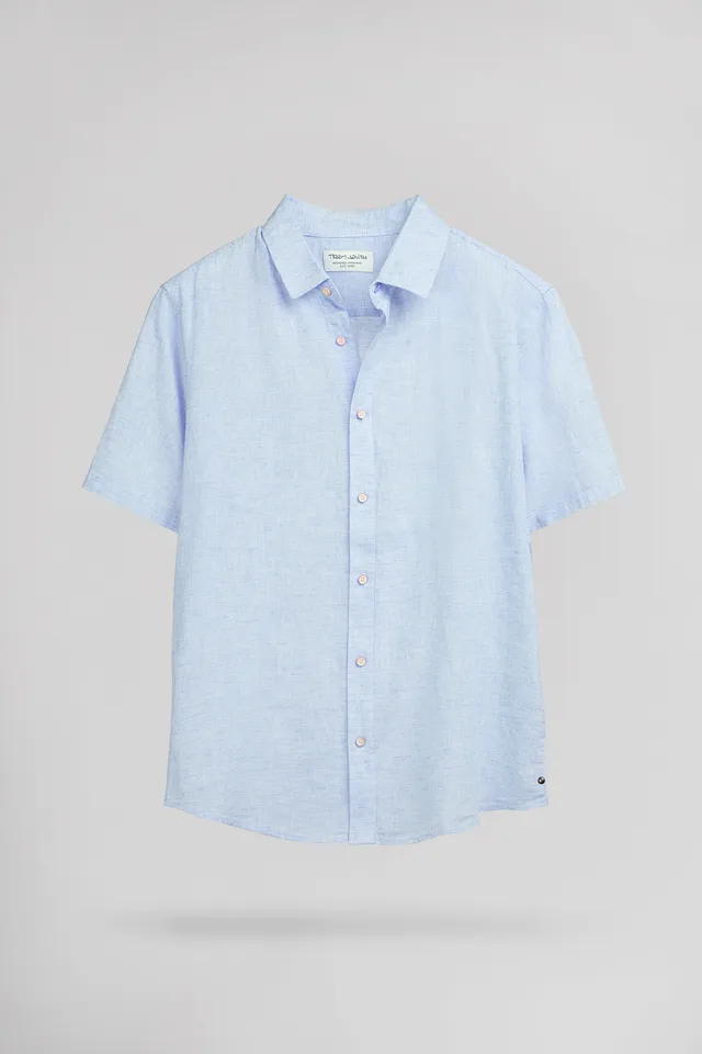 TEDDY SMITH C-PIETRO MC chemise bleu clair lin coton